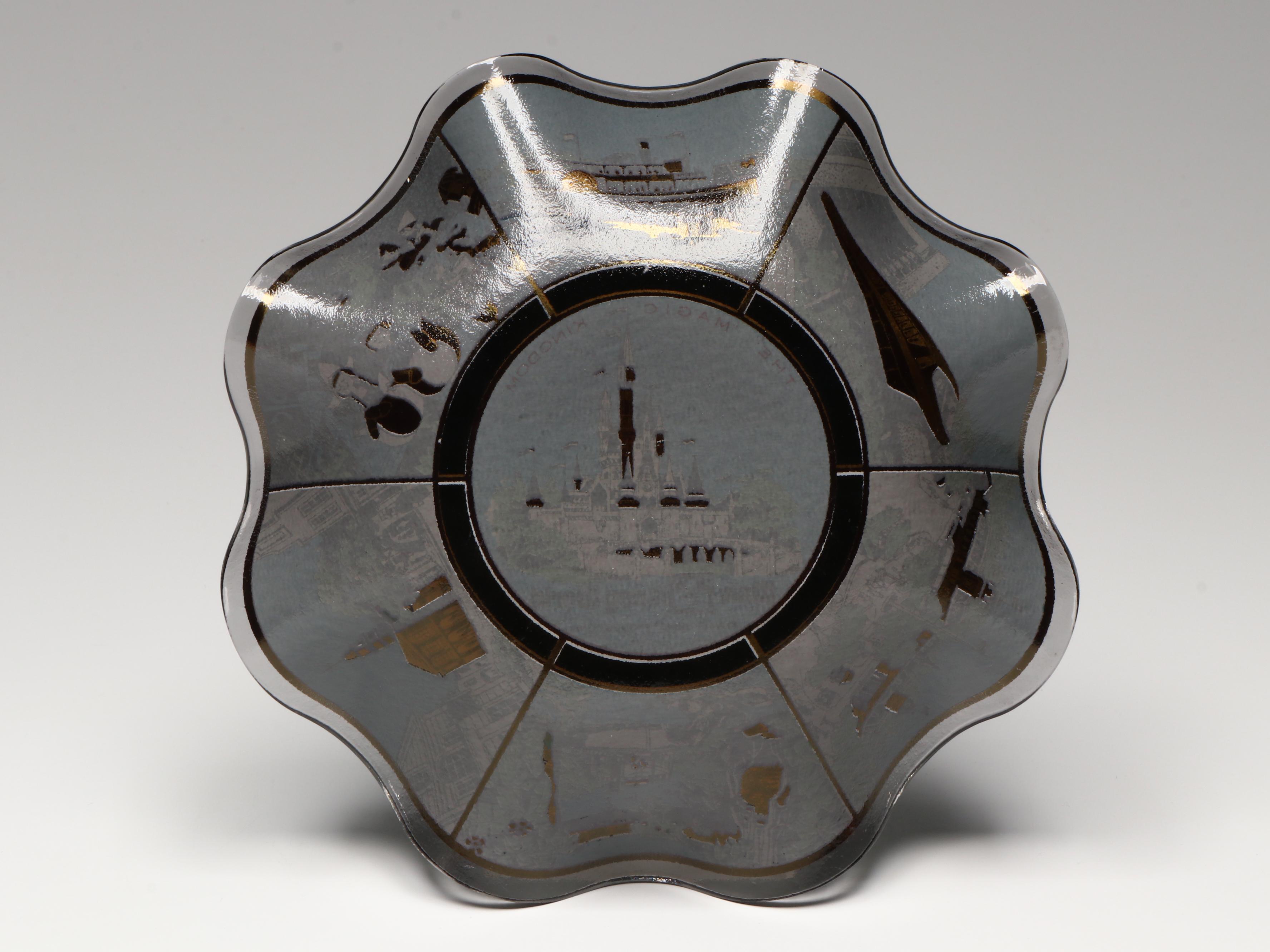 Vintage Lady Head Vase with Walt Disney World Souvenir Glass Bowls