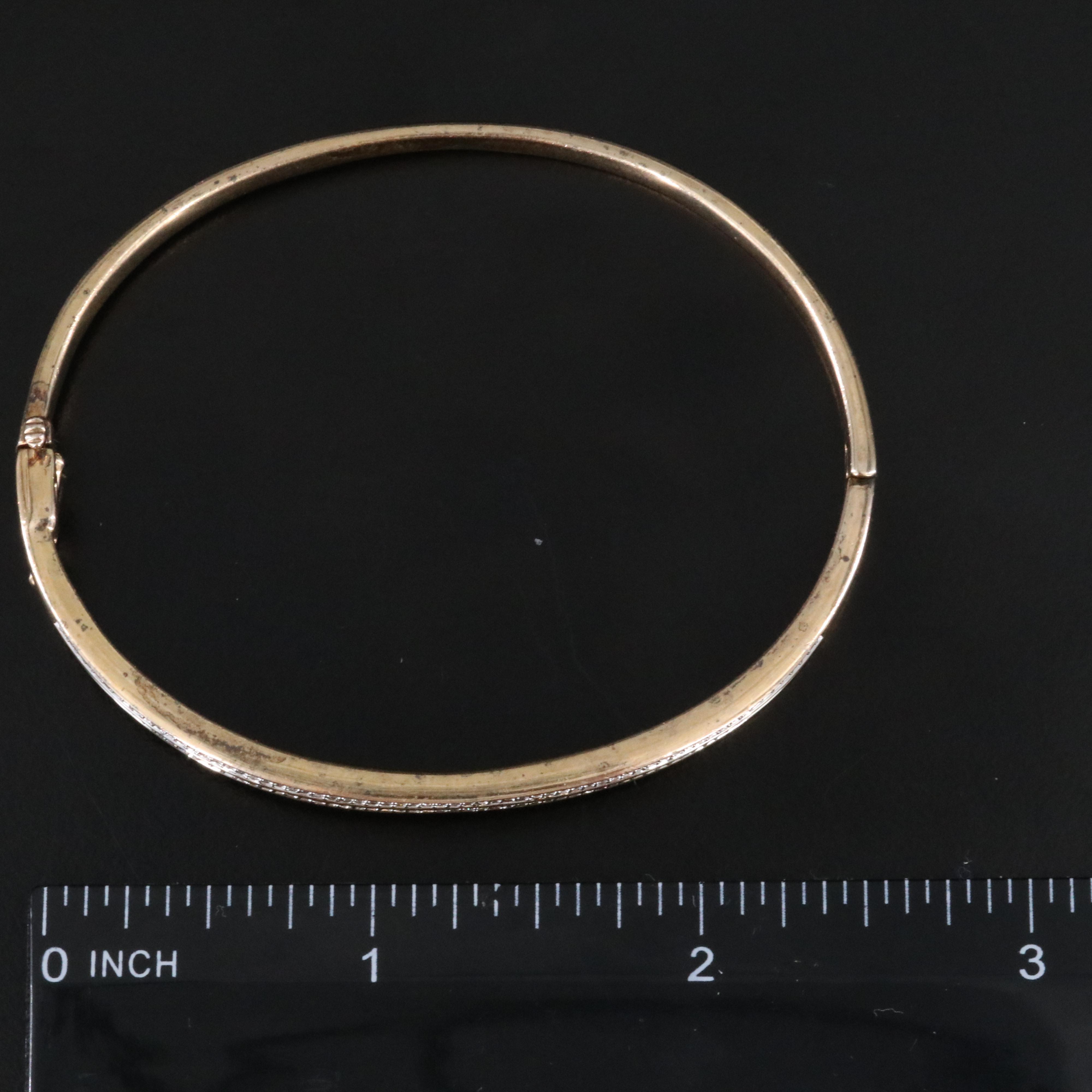 Sterling Diamond Hinged Bangle Bracelet