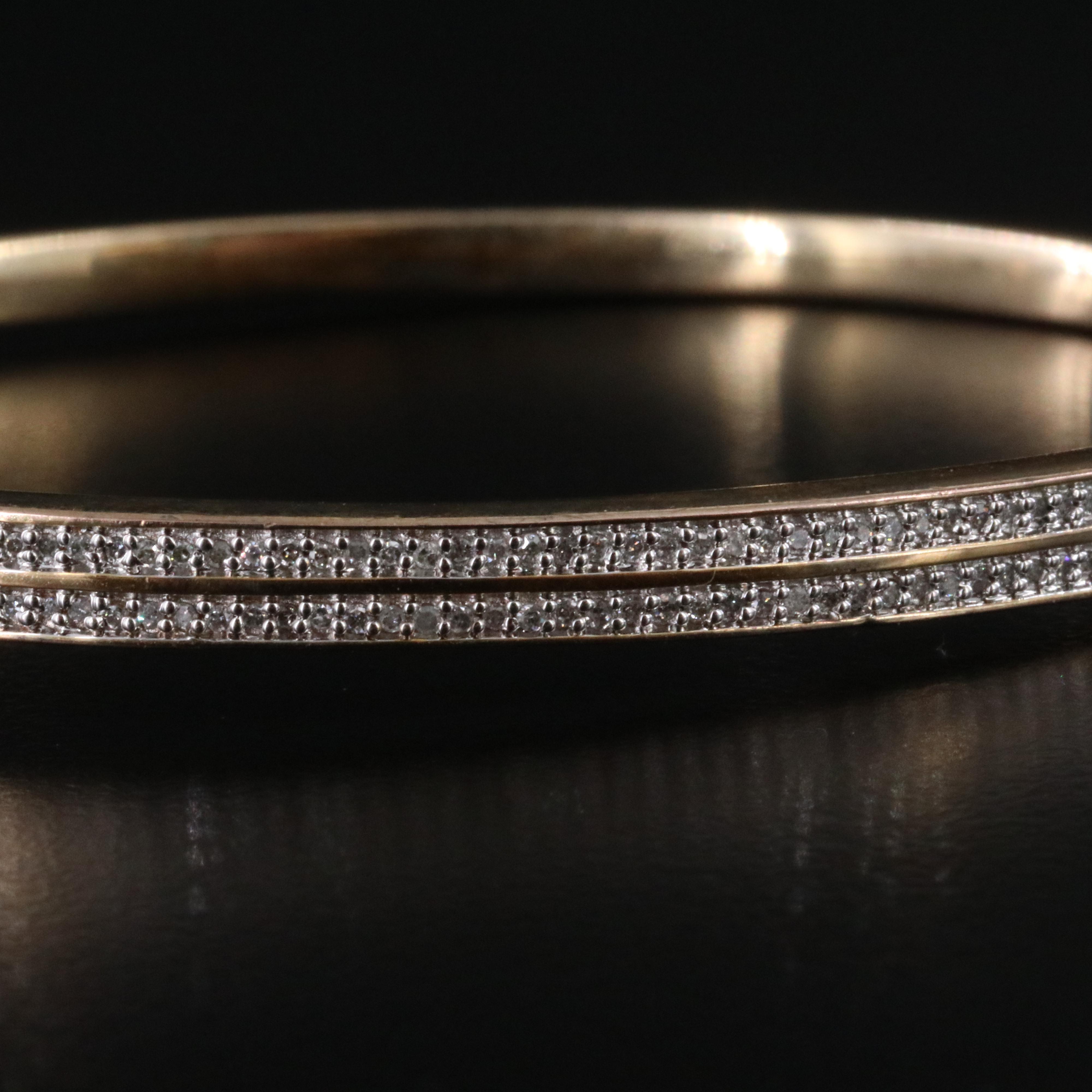 Sterling Diamond Hinged Bangle Bracelet