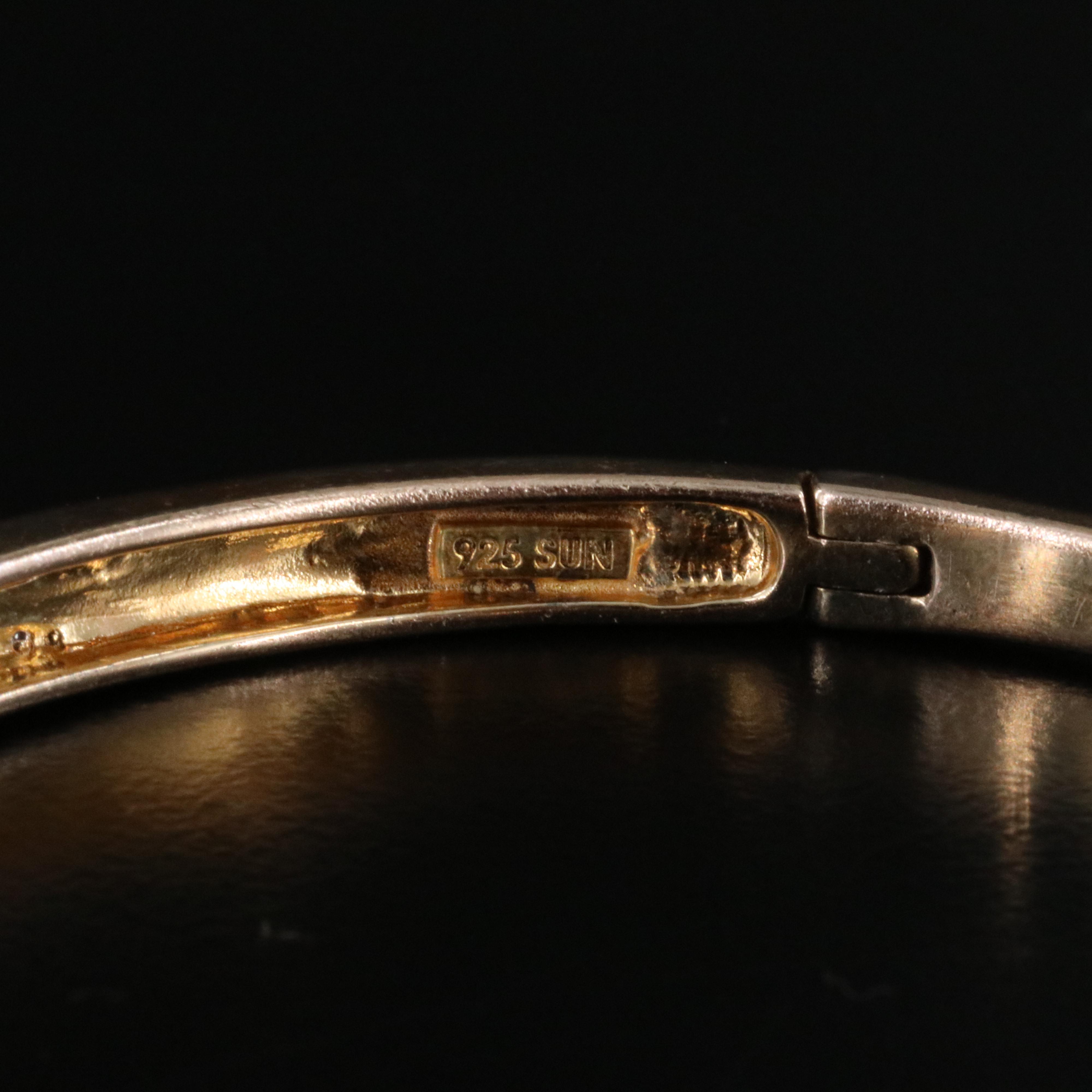 Sterling Diamond Hinged Bangle Bracelet