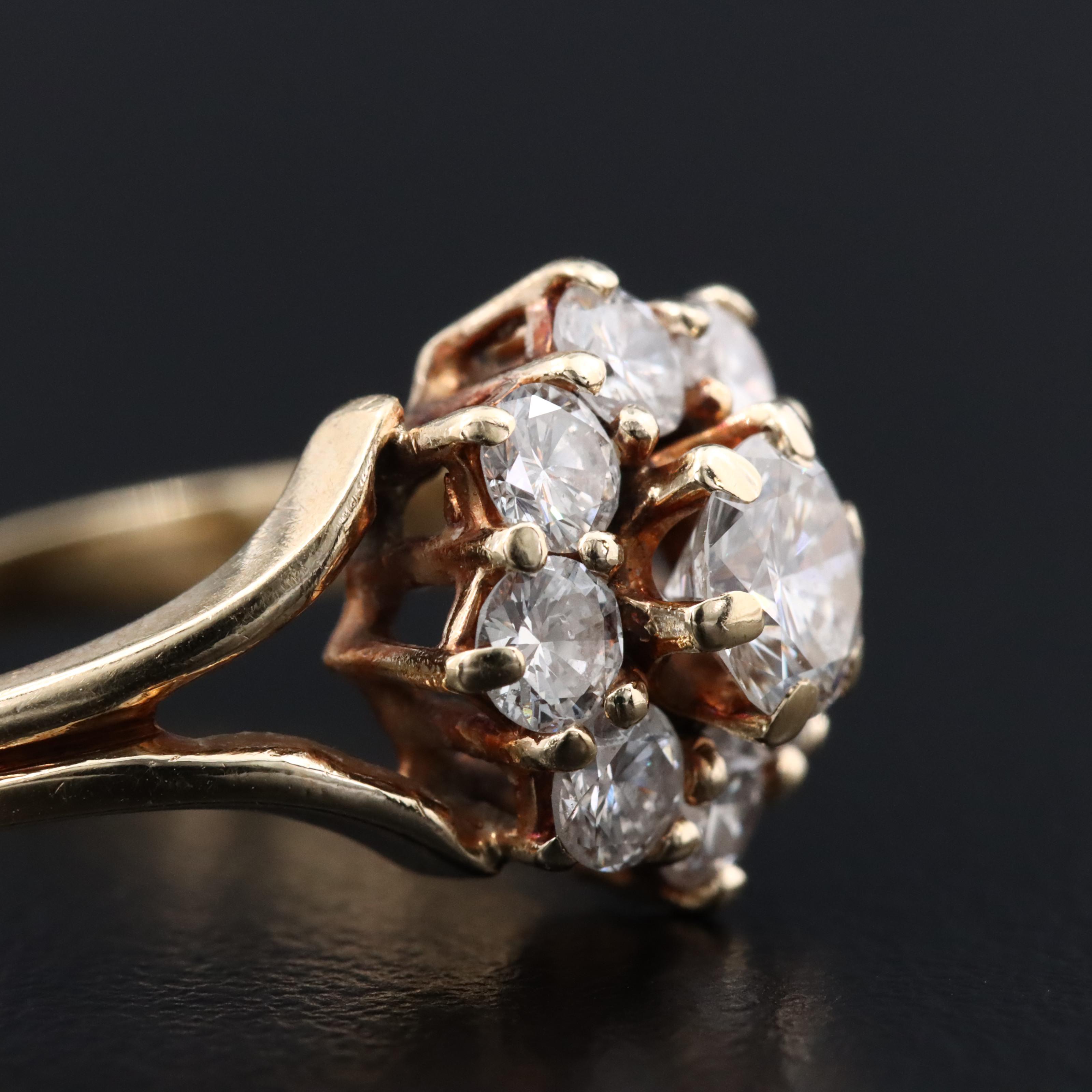 14K 1.26 CTW Diamond Cluster Ring
