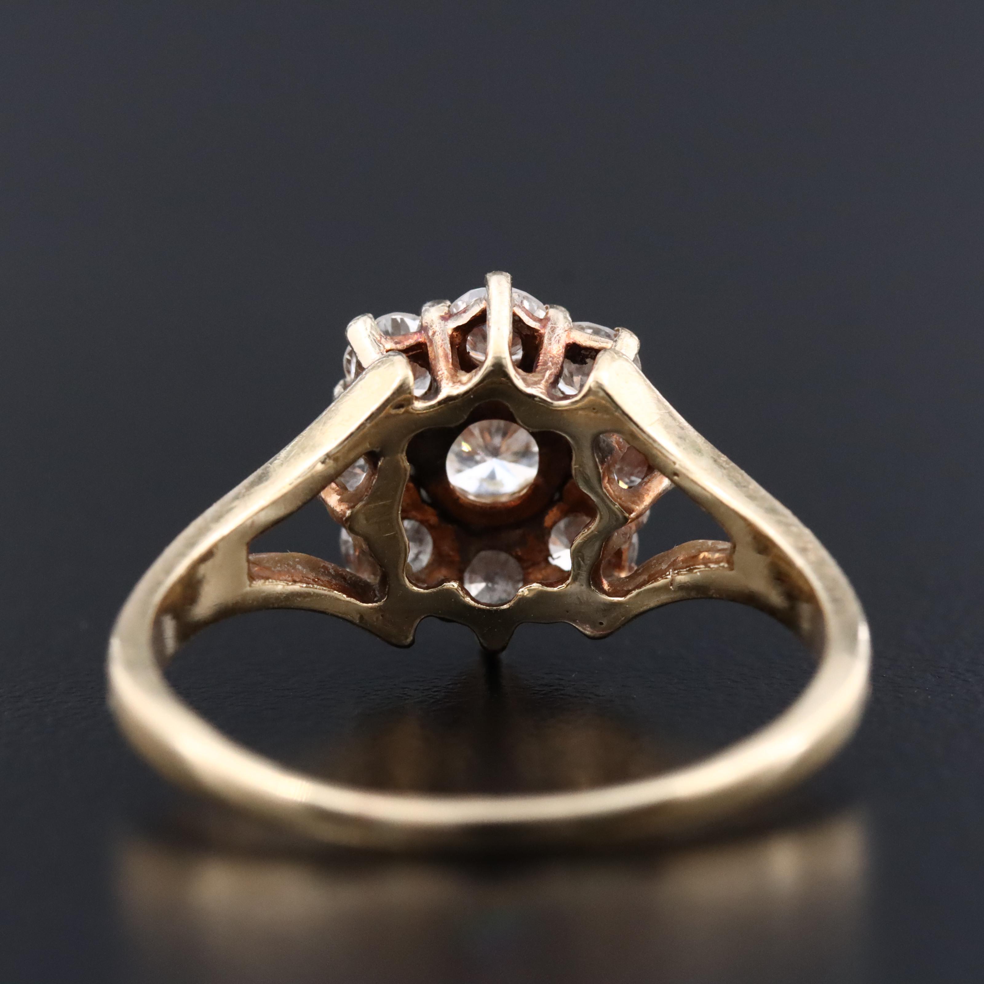 14K 1.26 CTW Diamond Cluster Ring