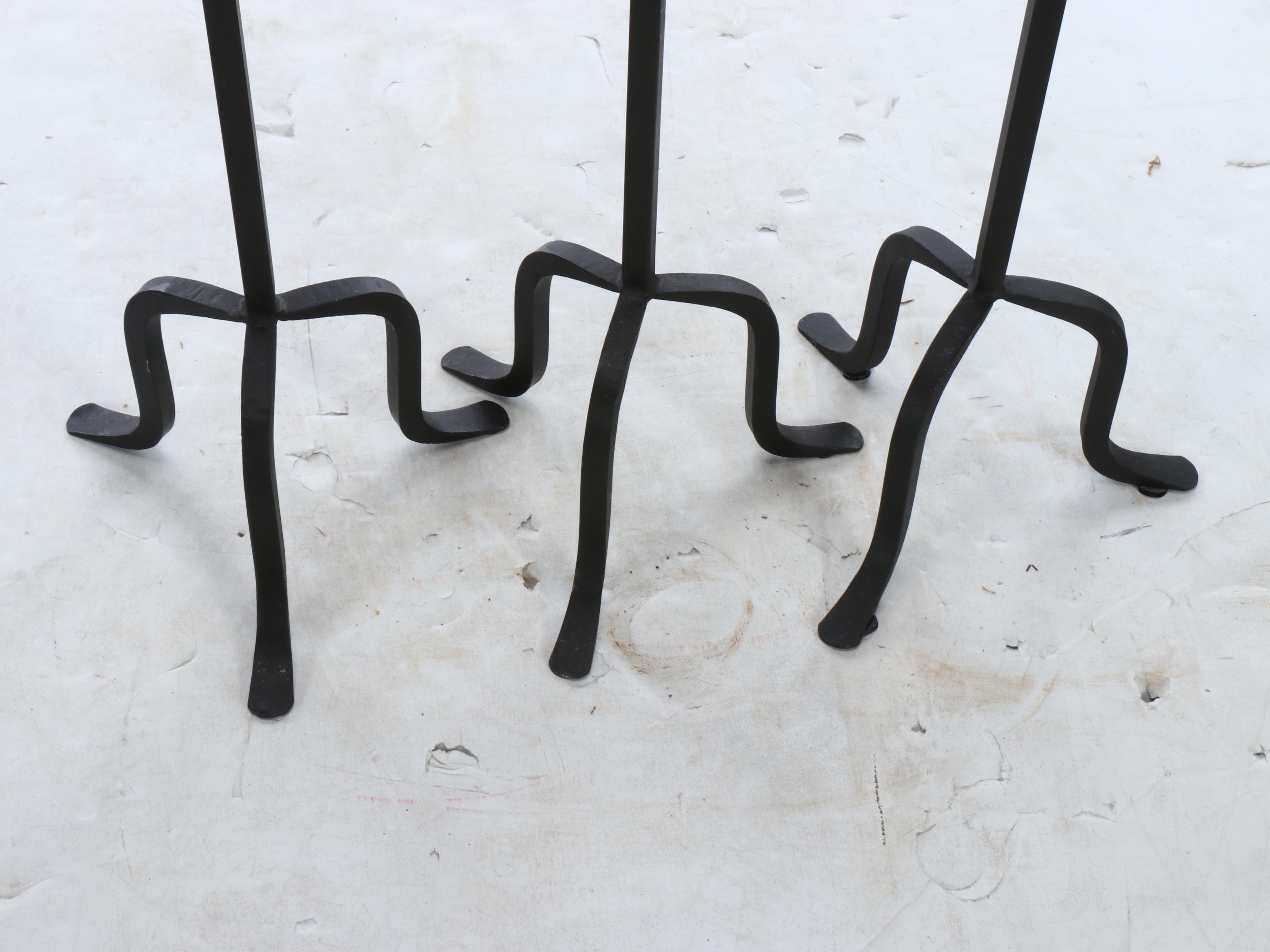 Scrolled Metal Footed Floor Candle Holders