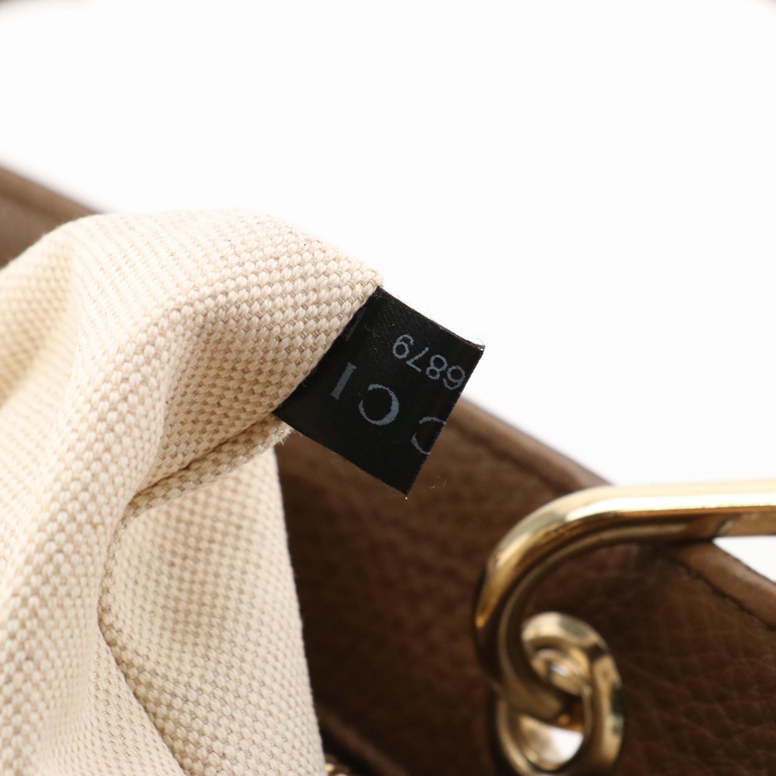 Gucci Bamboo Handle Shopper Tote in Brown Grained Calfskin Leather