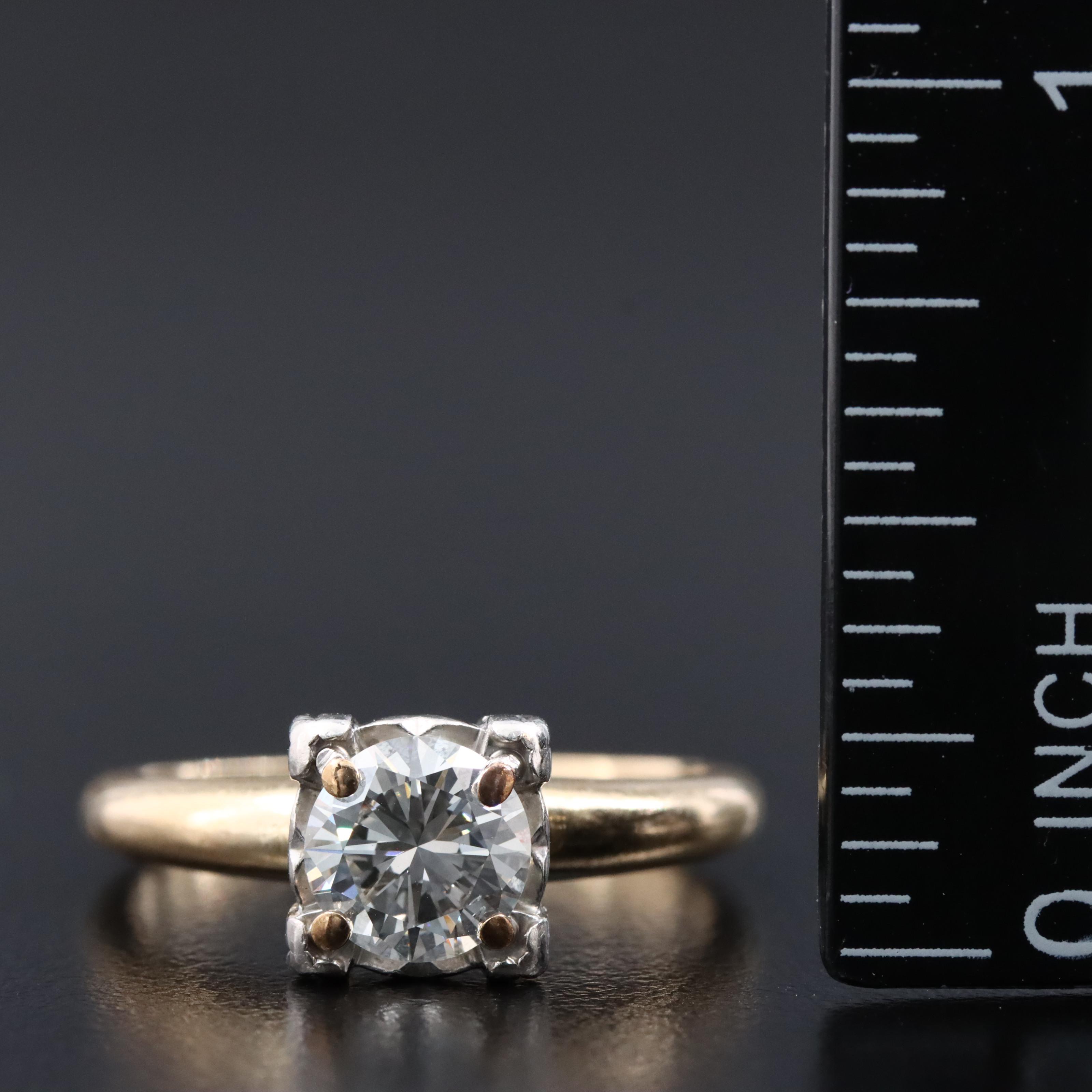 Vintage 14K 1.06 CT Diamond Solitaire Ring with Palladium Accent