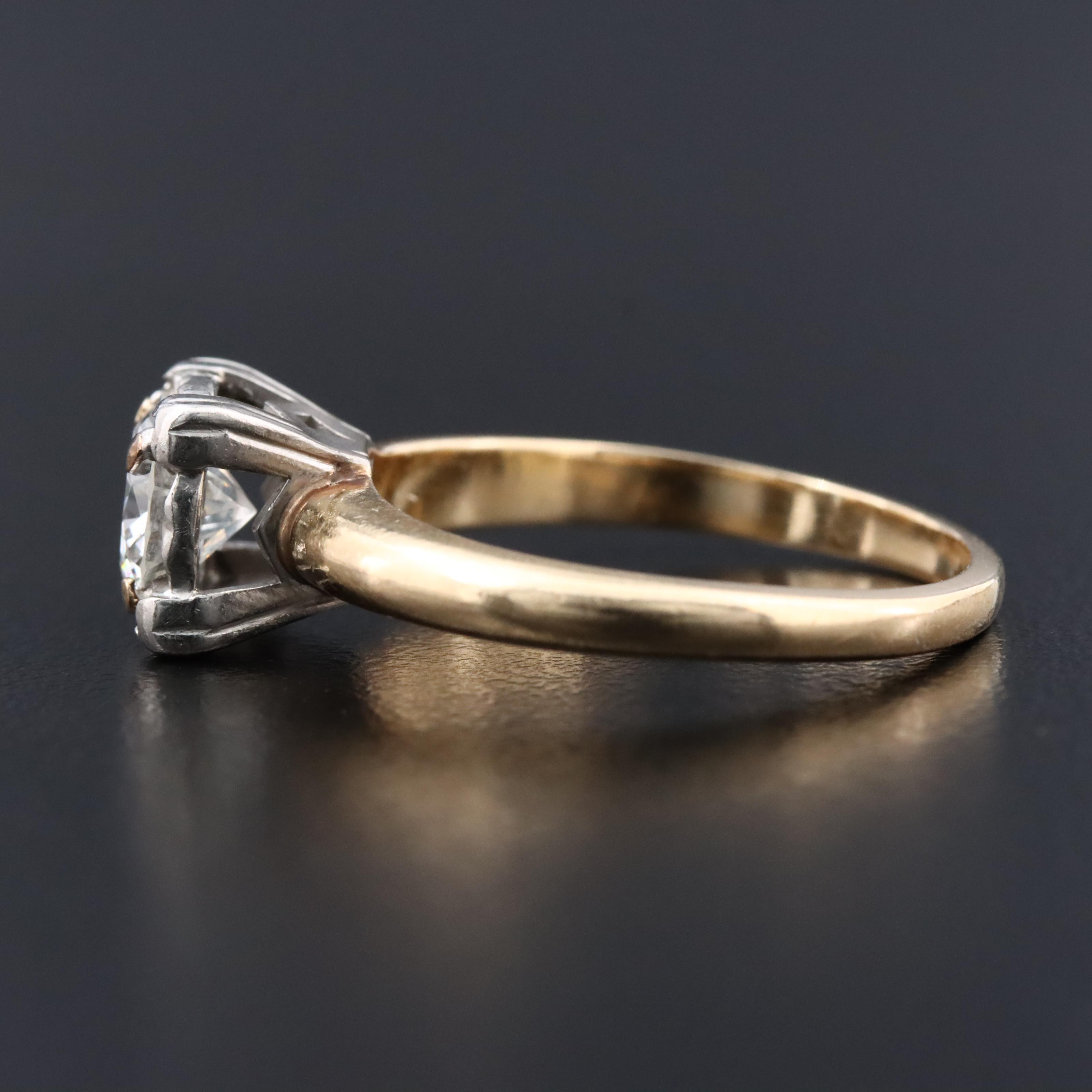 Vintage 14K 1.06 CT Diamond Solitaire Ring with Palladium Accent