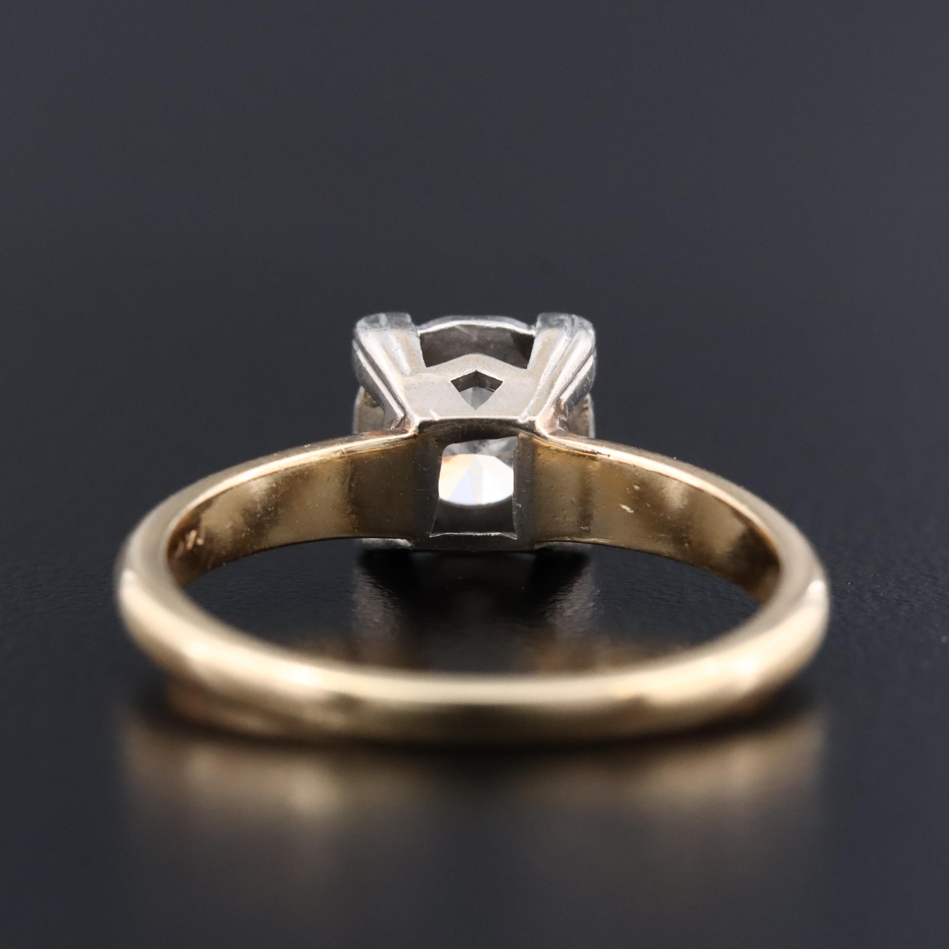 Vintage 14K 1.06 CT Diamond Solitaire Ring with Palladium Accent