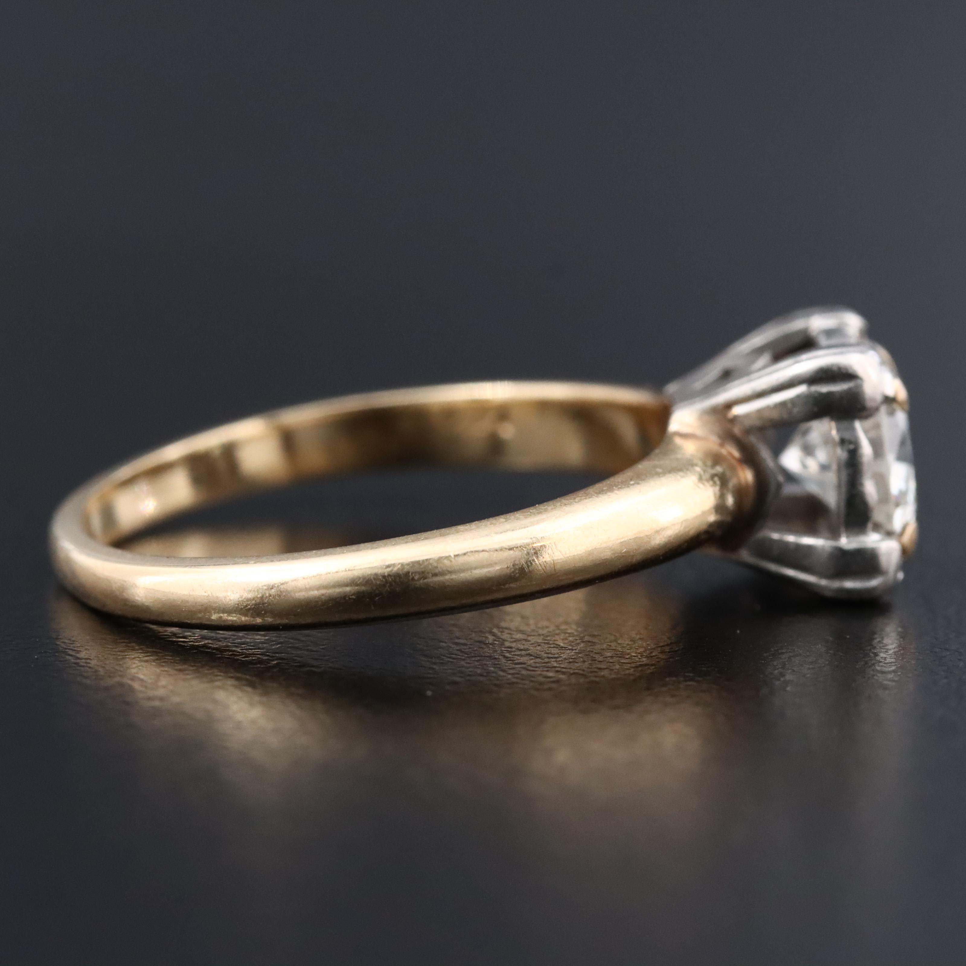 Vintage 14K 1.06 CT Diamond Solitaire Ring with Palladium Accent