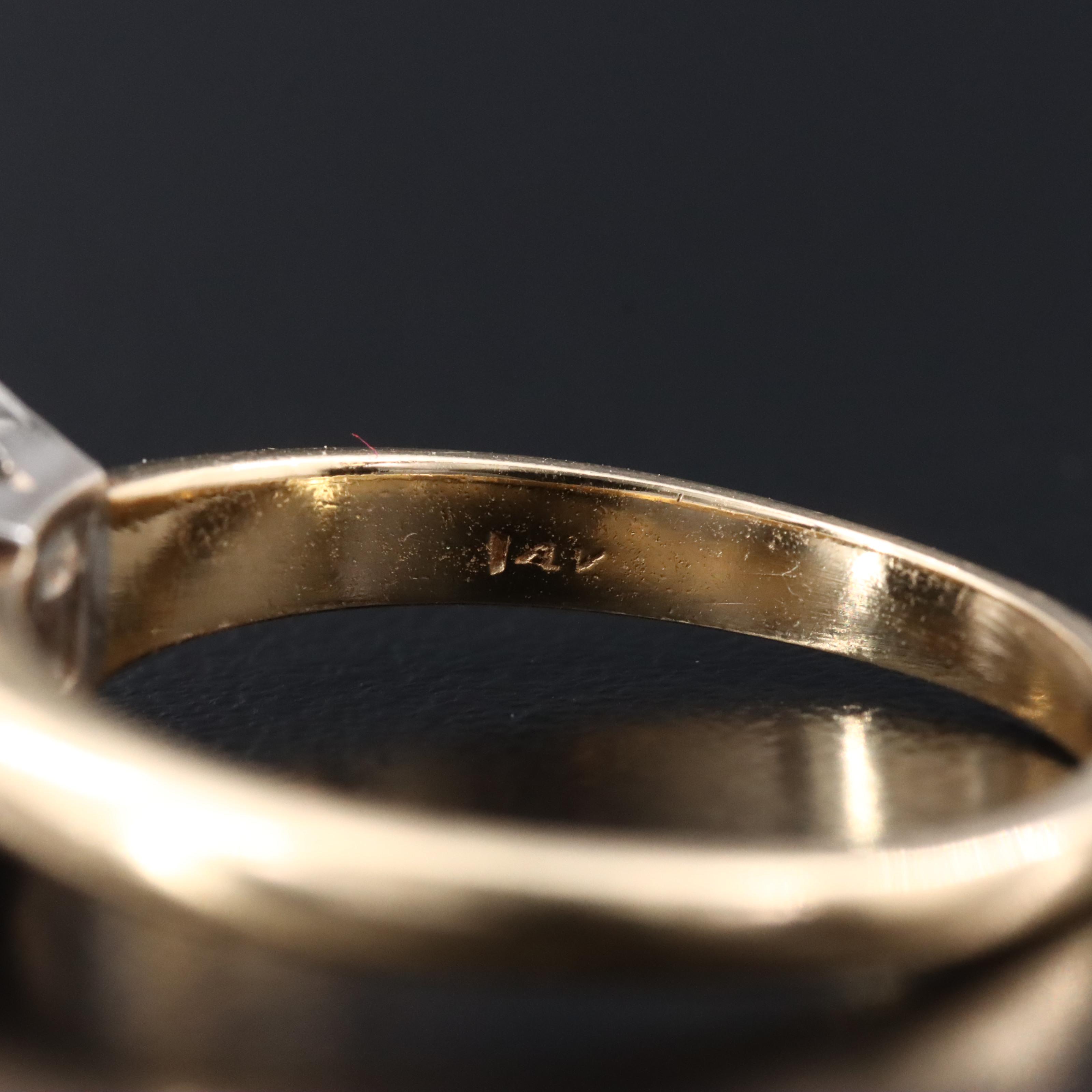 Vintage 14K 1.06 CT Diamond Solitaire Ring with Palladium Accent