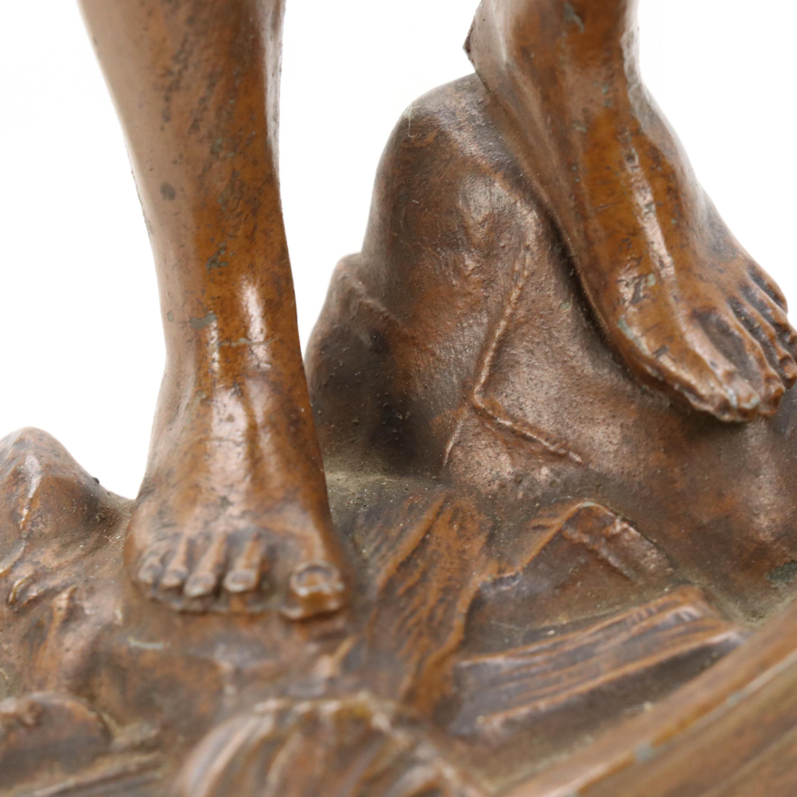 French School Painted Cast Spelter Sculpture "Le Secours," 20th C.