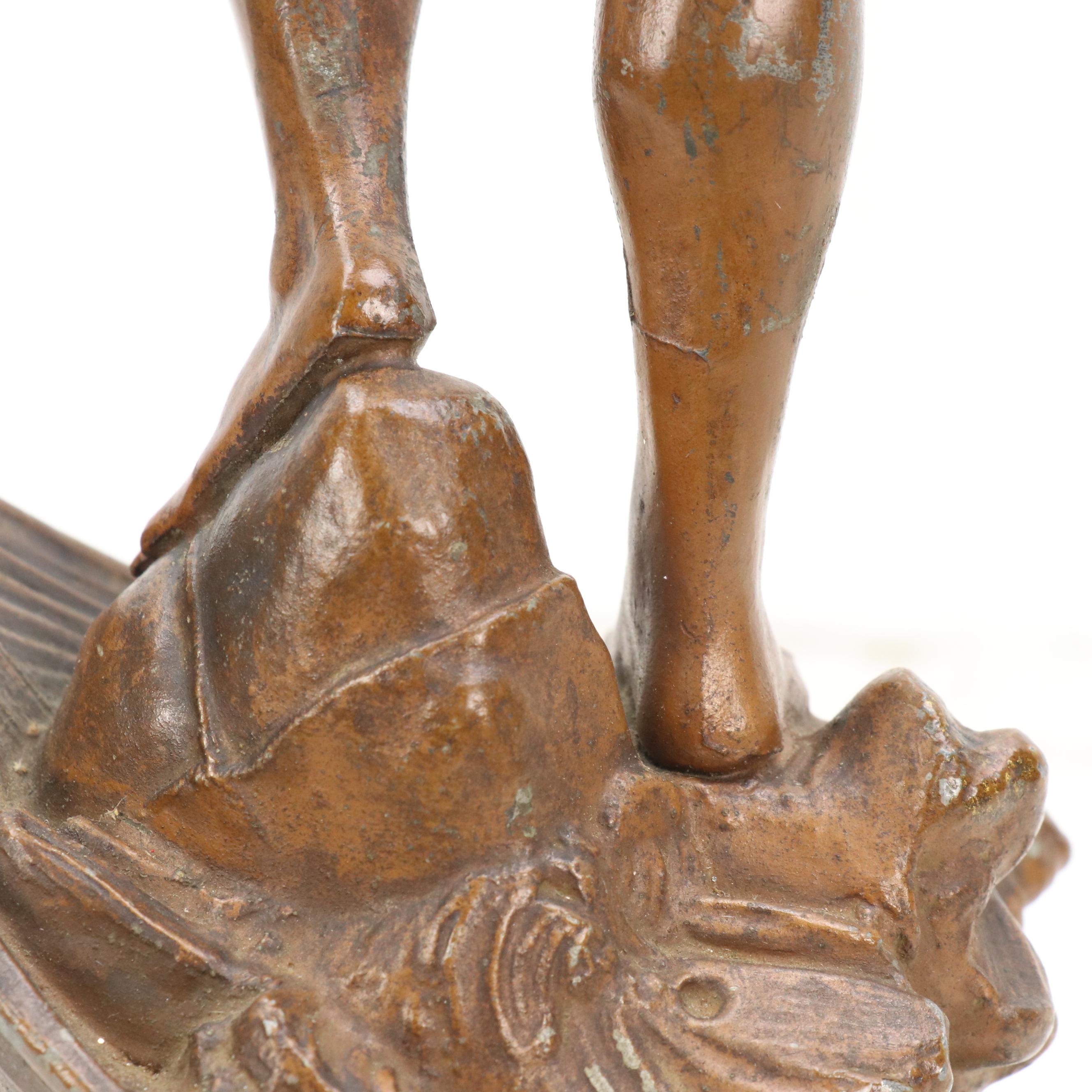 French School Painted Cast Spelter Sculpture "Le Secours," 20th C.