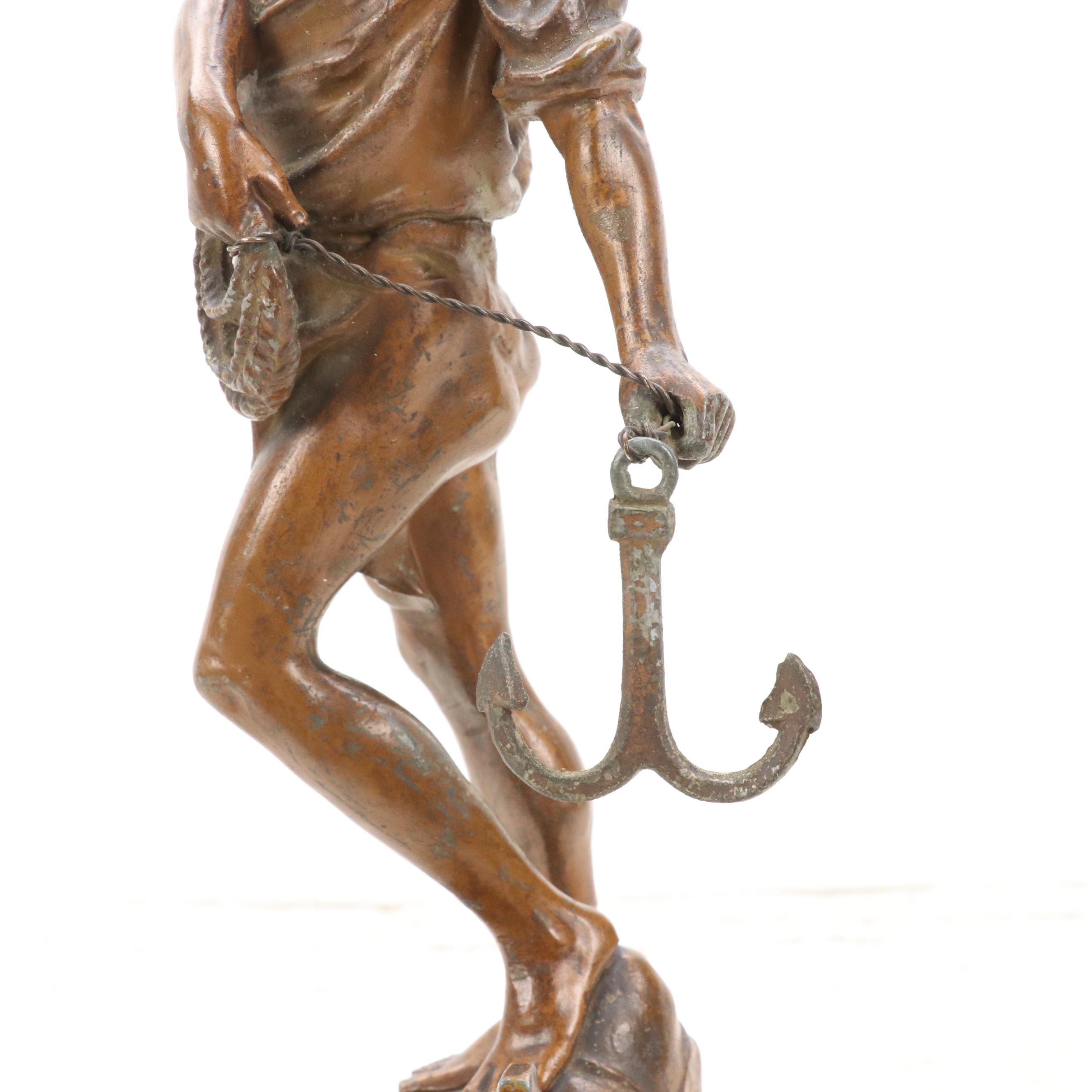French School Painted Cast Spelter Sculpture "Le Secours," 20th C.