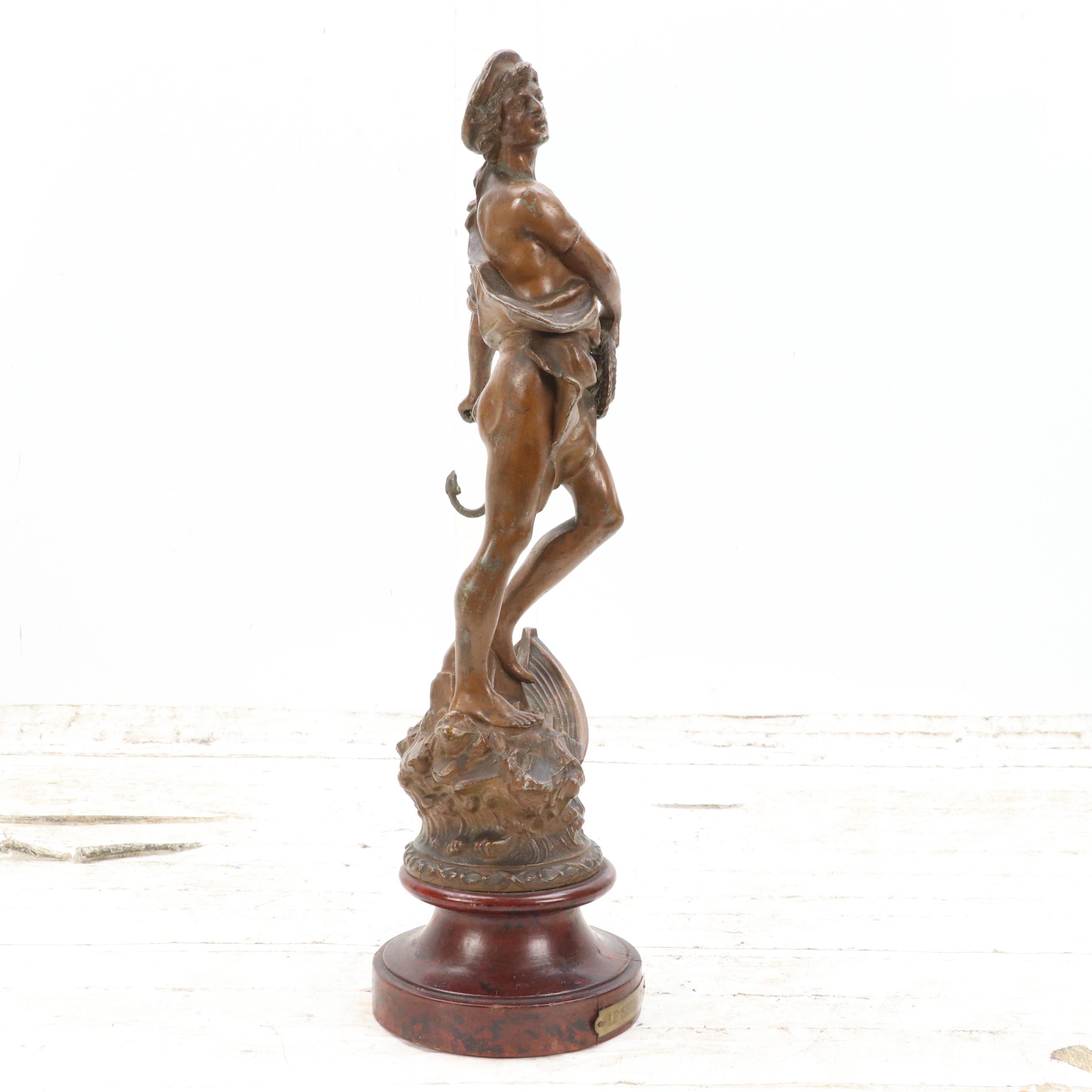 French School Painted Cast Spelter Sculpture "Le Secours," 20th C.