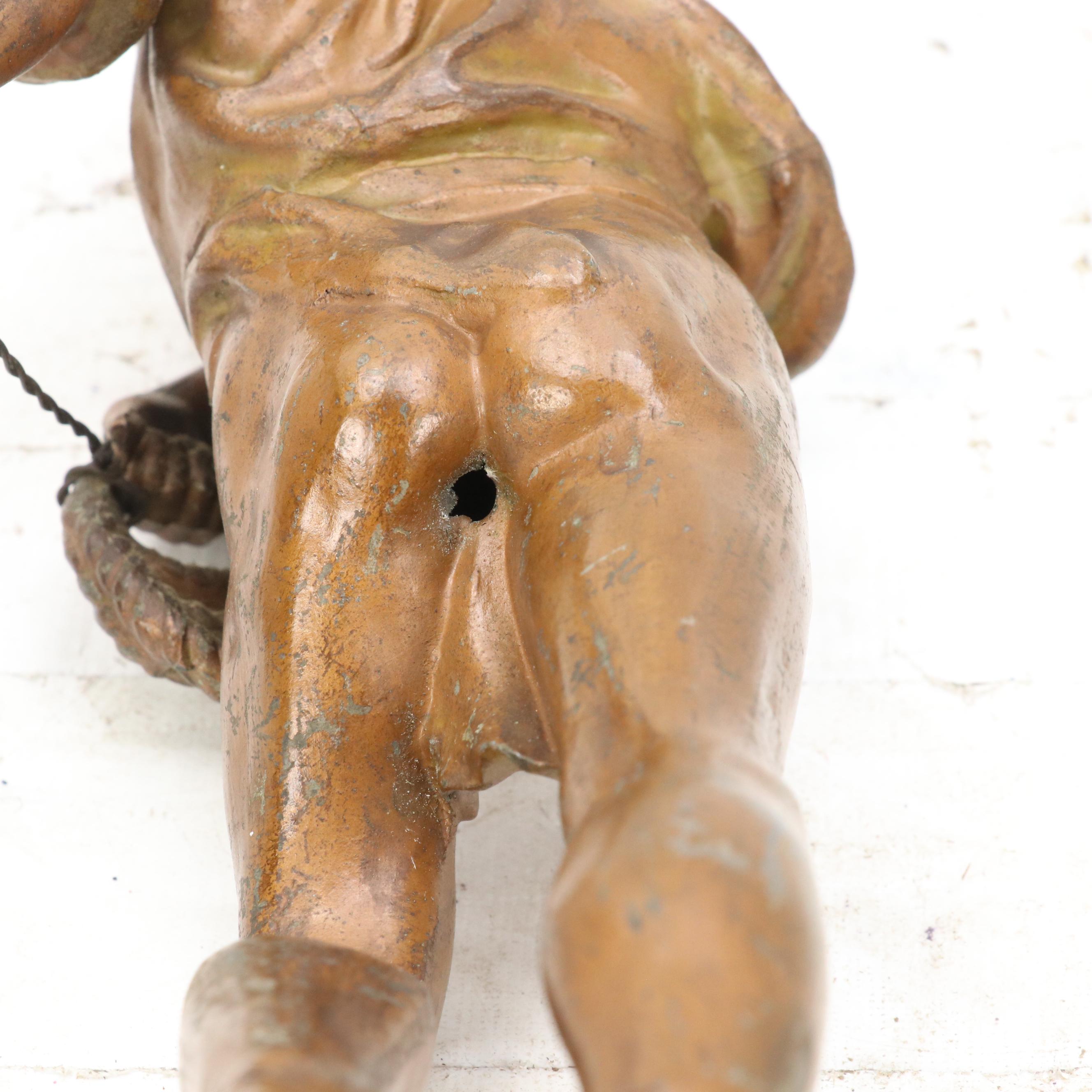 French School Painted Cast Spelter Sculpture "Le Secours," 20th C.