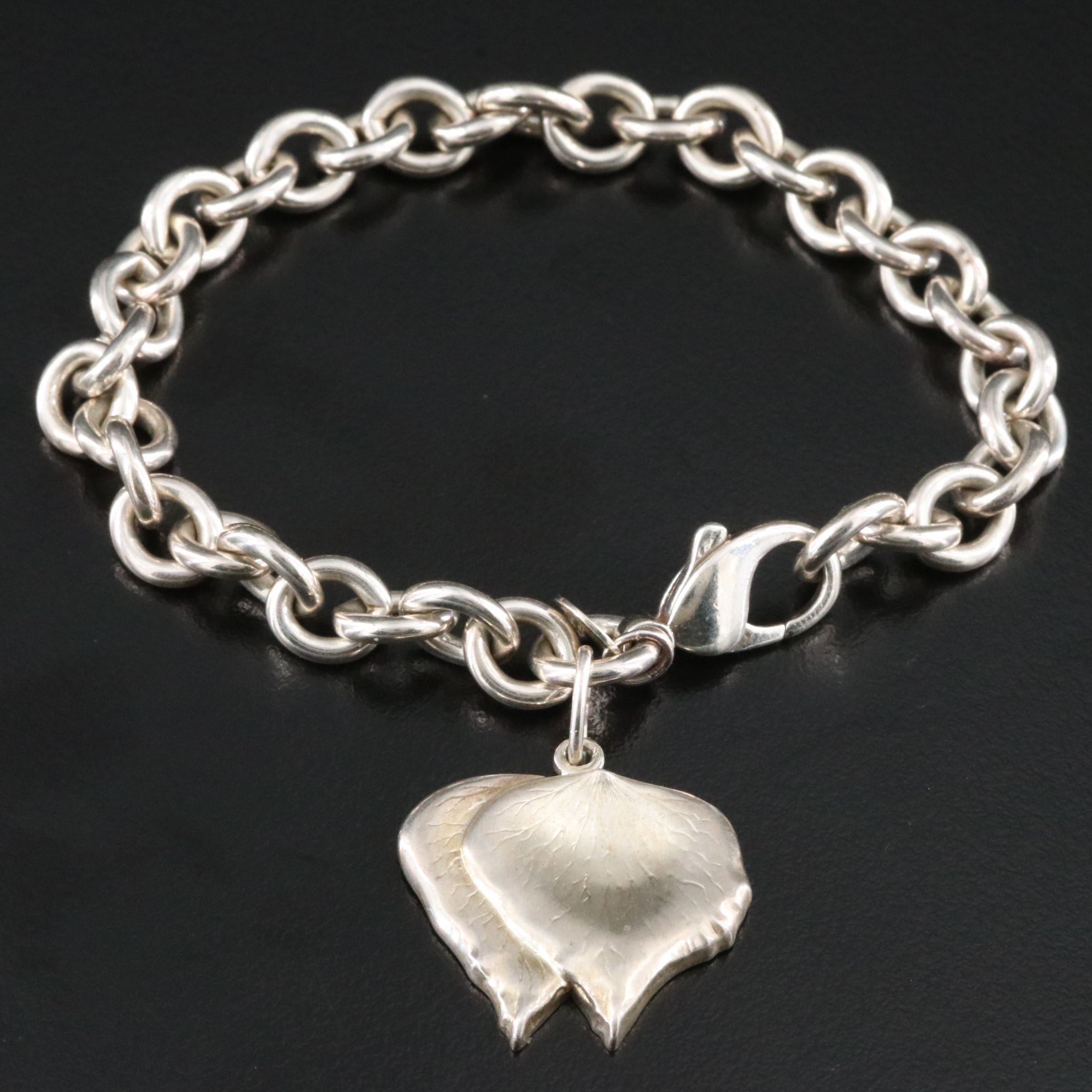 Tiffany & Co. Sterling Bracelet with Lancome Elite Rose Petal Charm