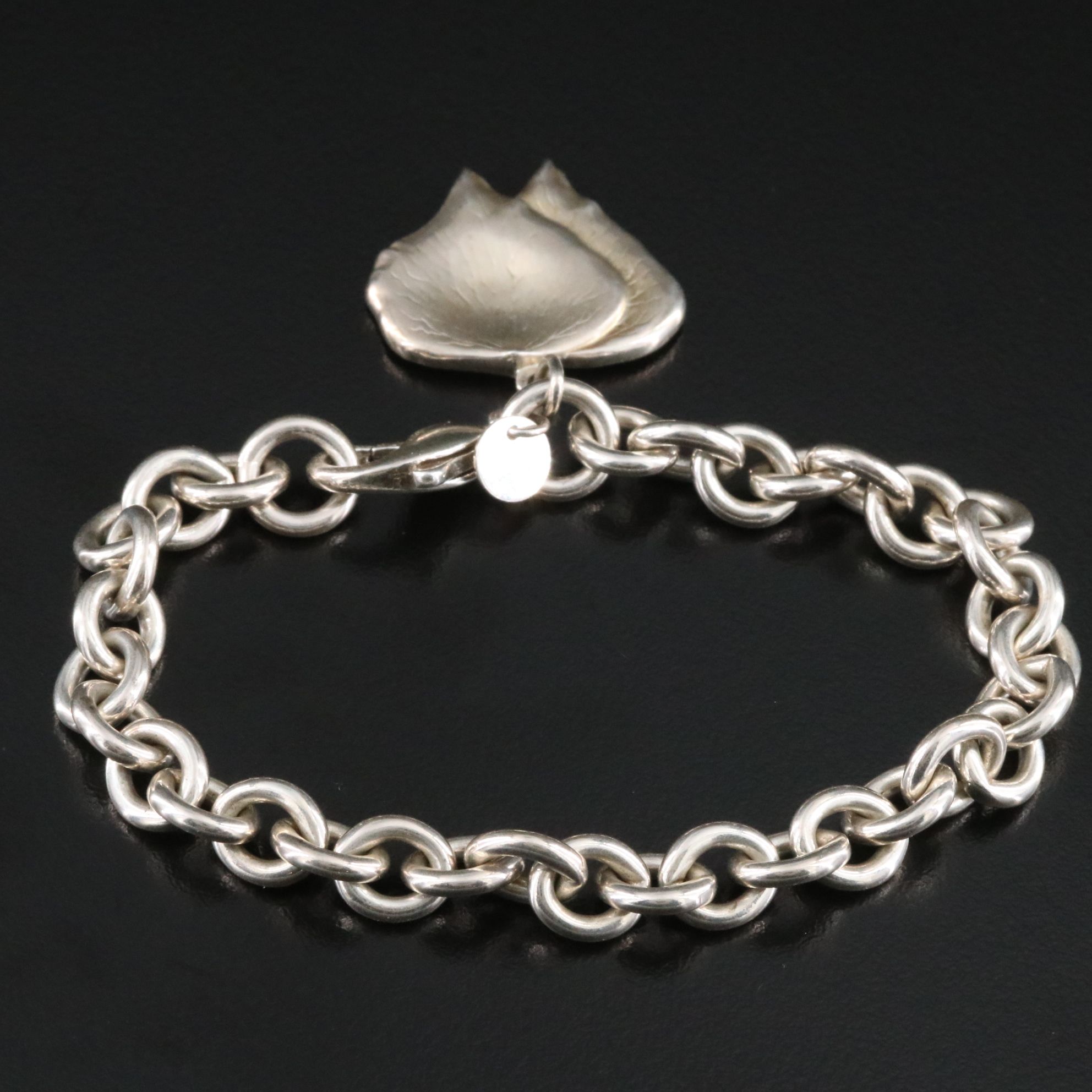 Tiffany & Co. Sterling Bracelet with Lancome Elite Rose Petal Charm