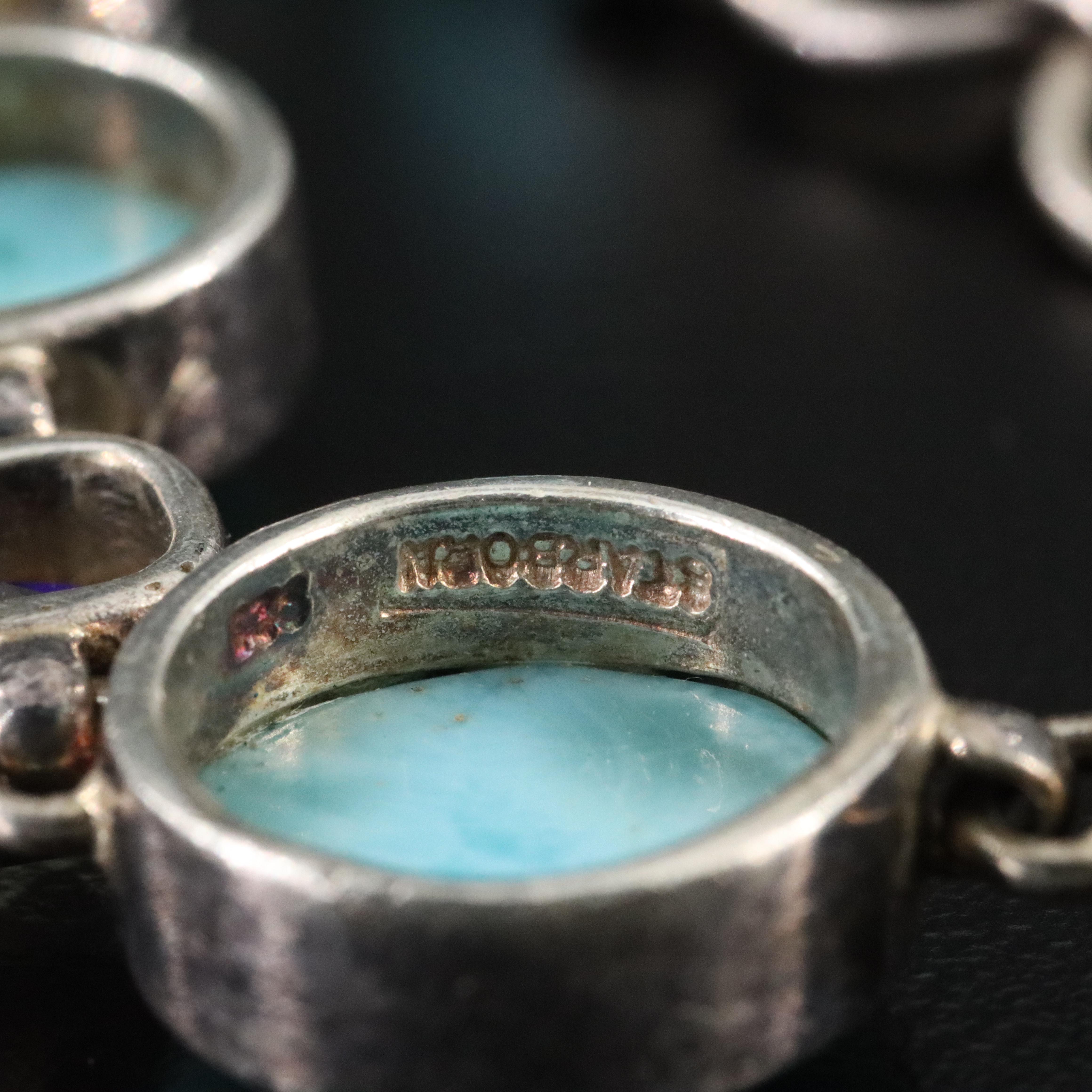 Sterling Larimar, Pearl and Quartz Doublet Bracelet