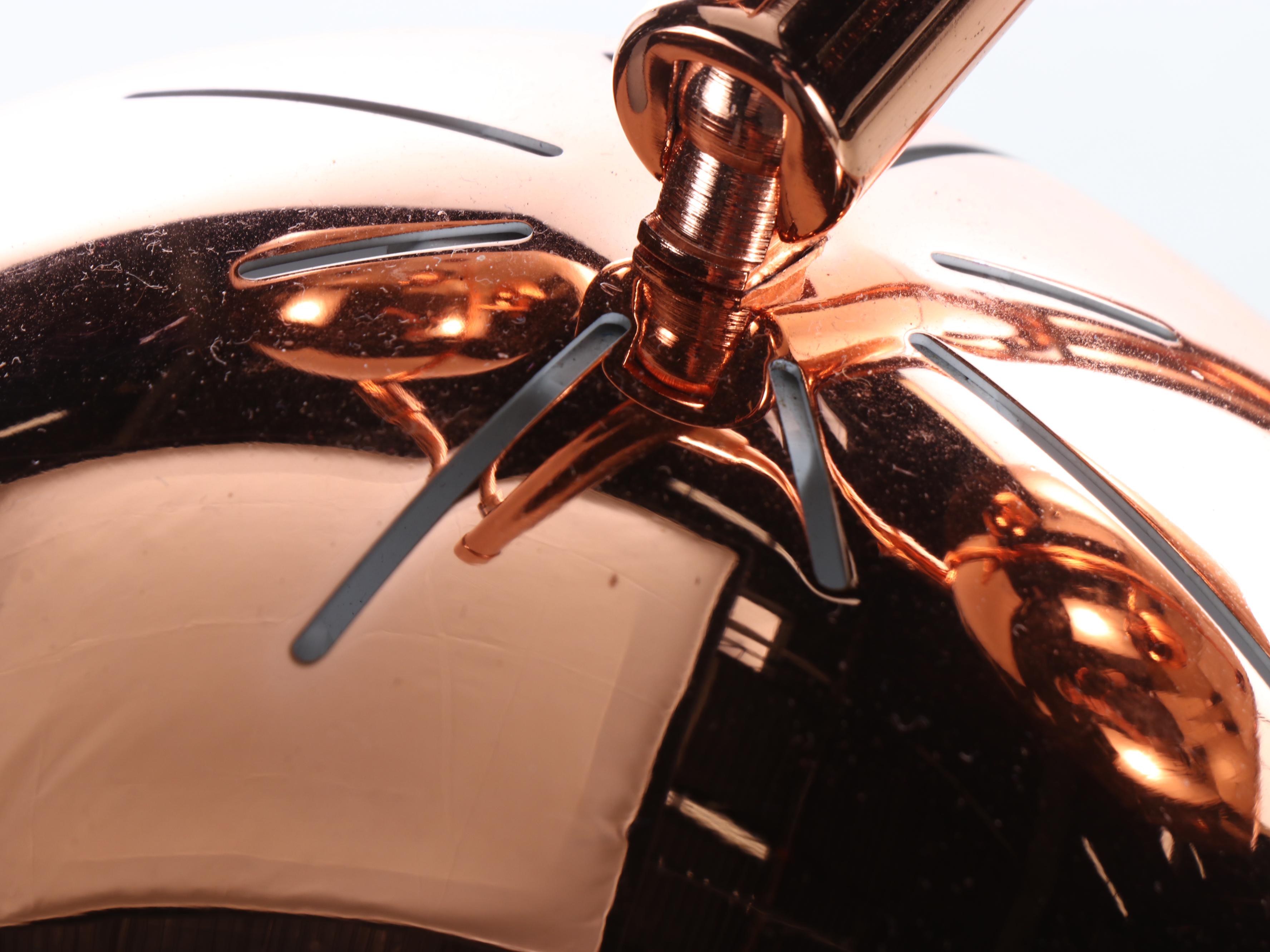 MCM Style Rose Gold Chromed Finish Three Arm Globe Floor Lamp, 2018