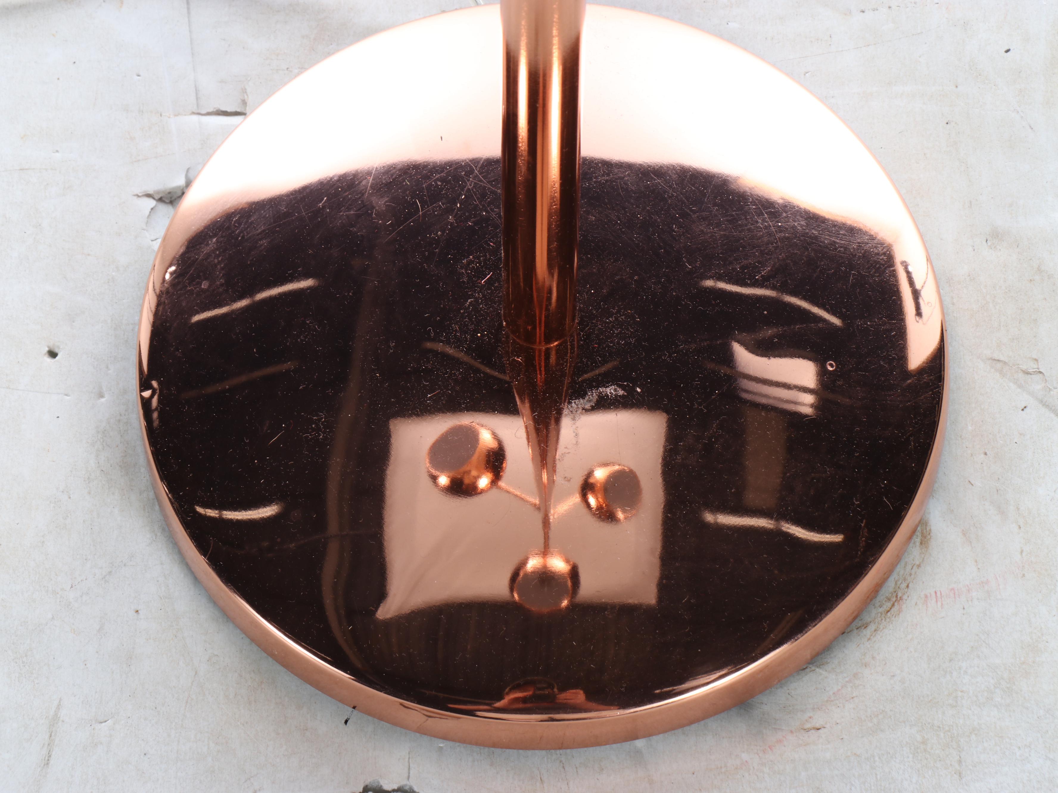 MCM Style Rose Gold Chromed Finish Three Arm Globe Floor Lamp, 2018