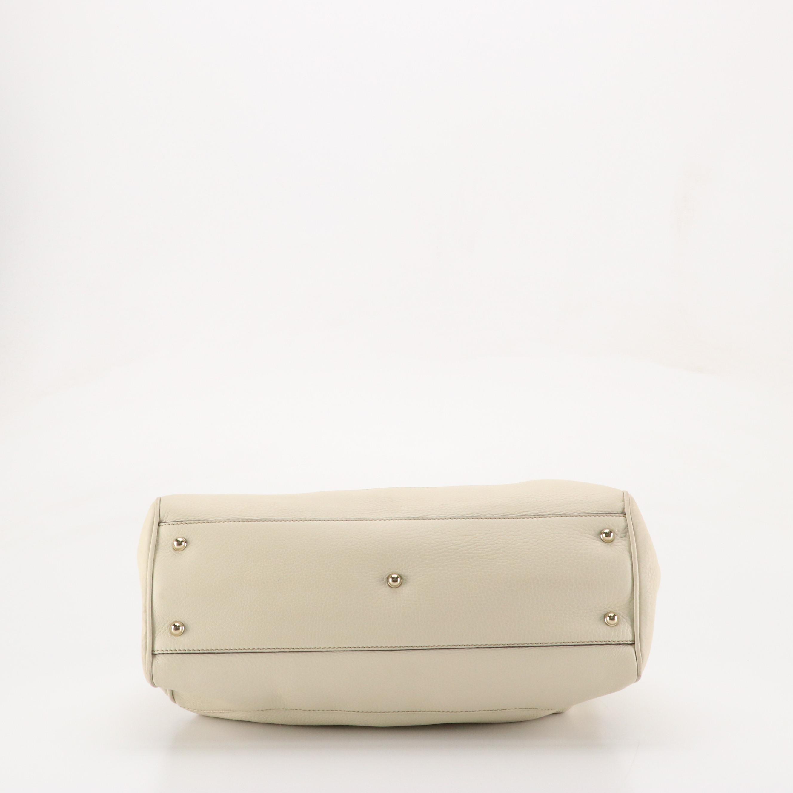 Gucci Bamboo Handle Calfskin Grain Leather Tote