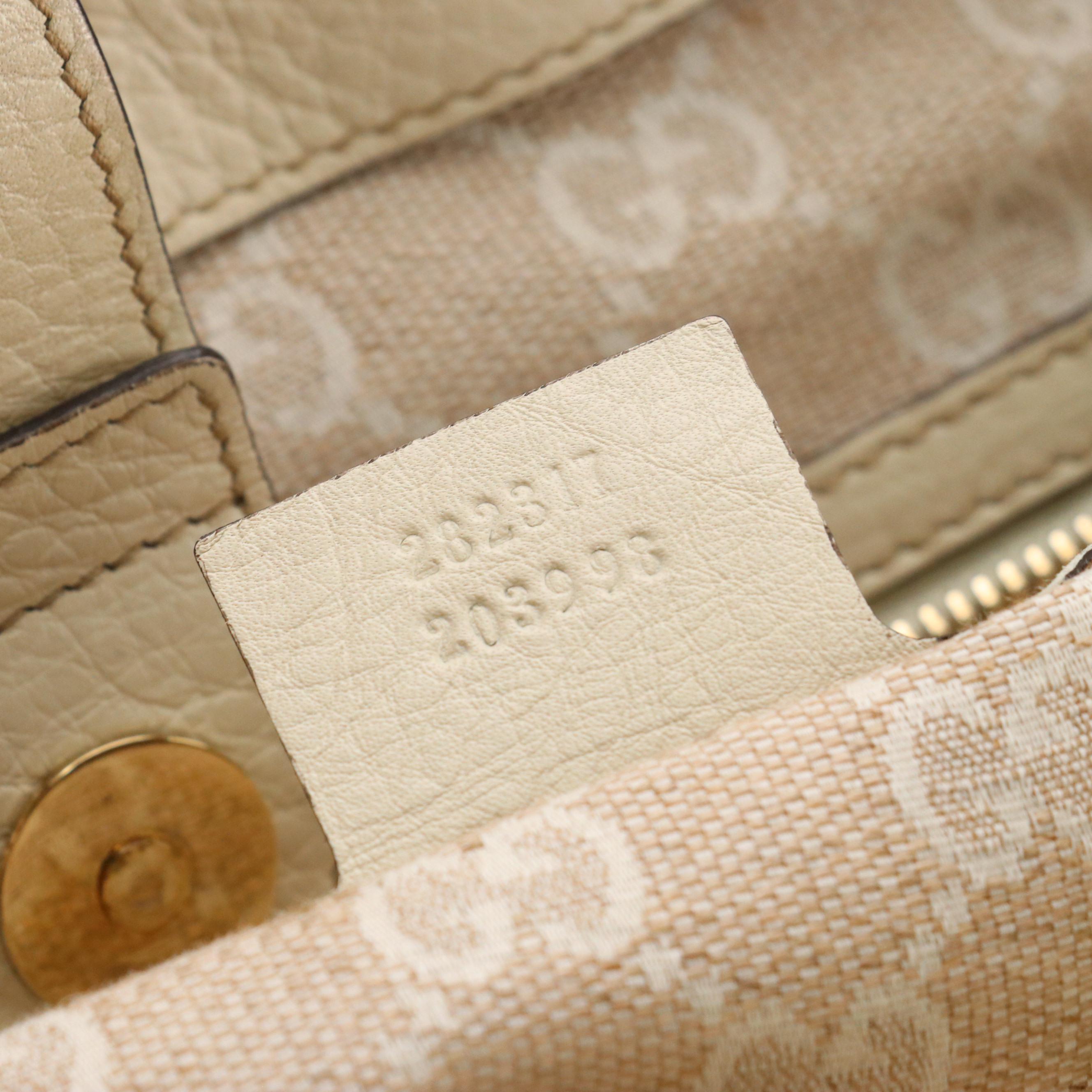 Gucci Bamboo Handle Calfskin Grain Leather Tote