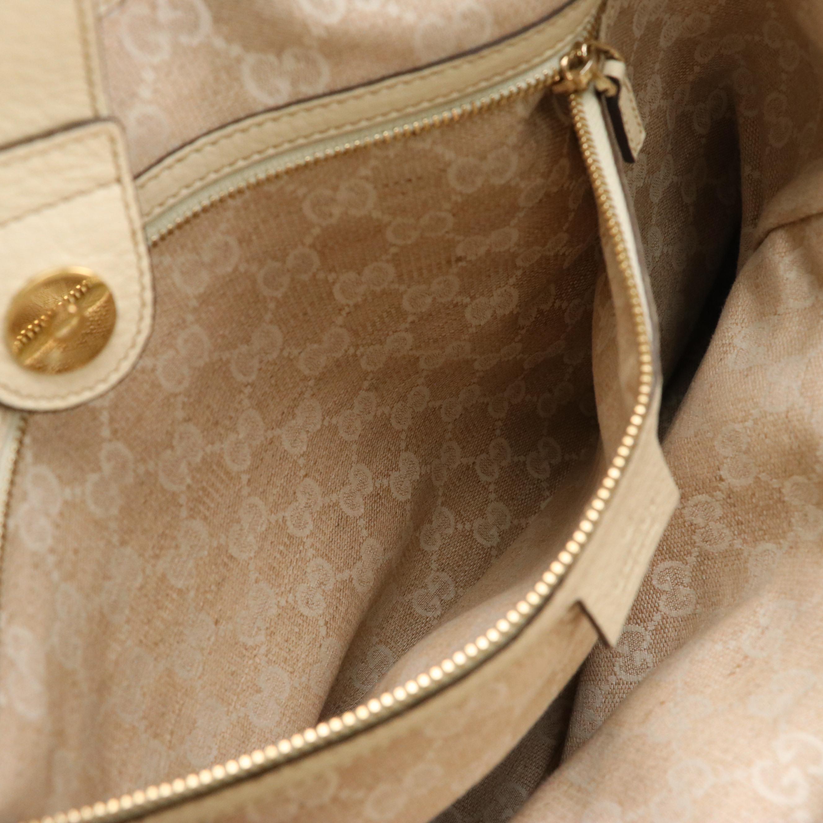 Gucci Bamboo Handle Calfskin Grain Leather Tote