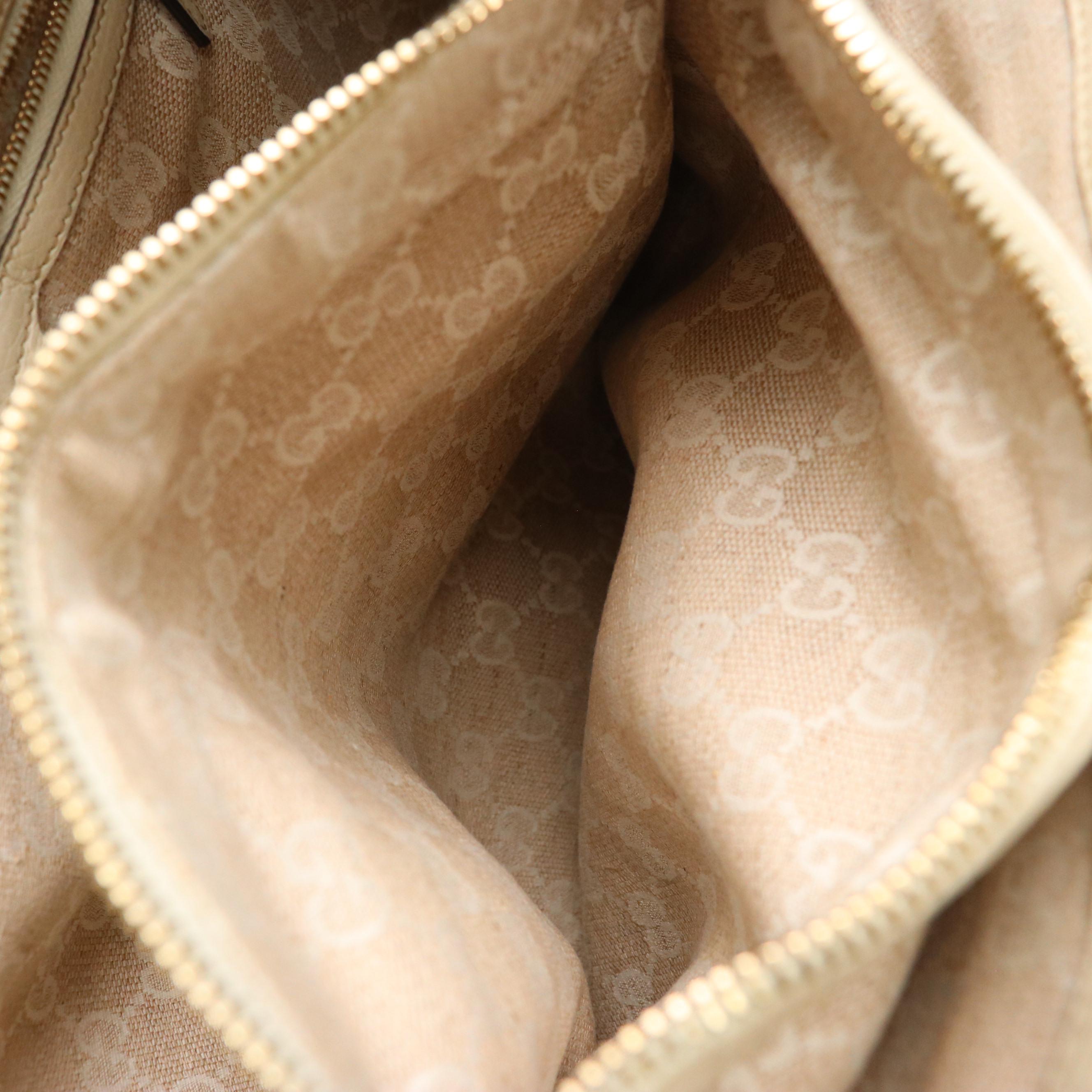 Gucci Bamboo Handle Calfskin Grain Leather Tote