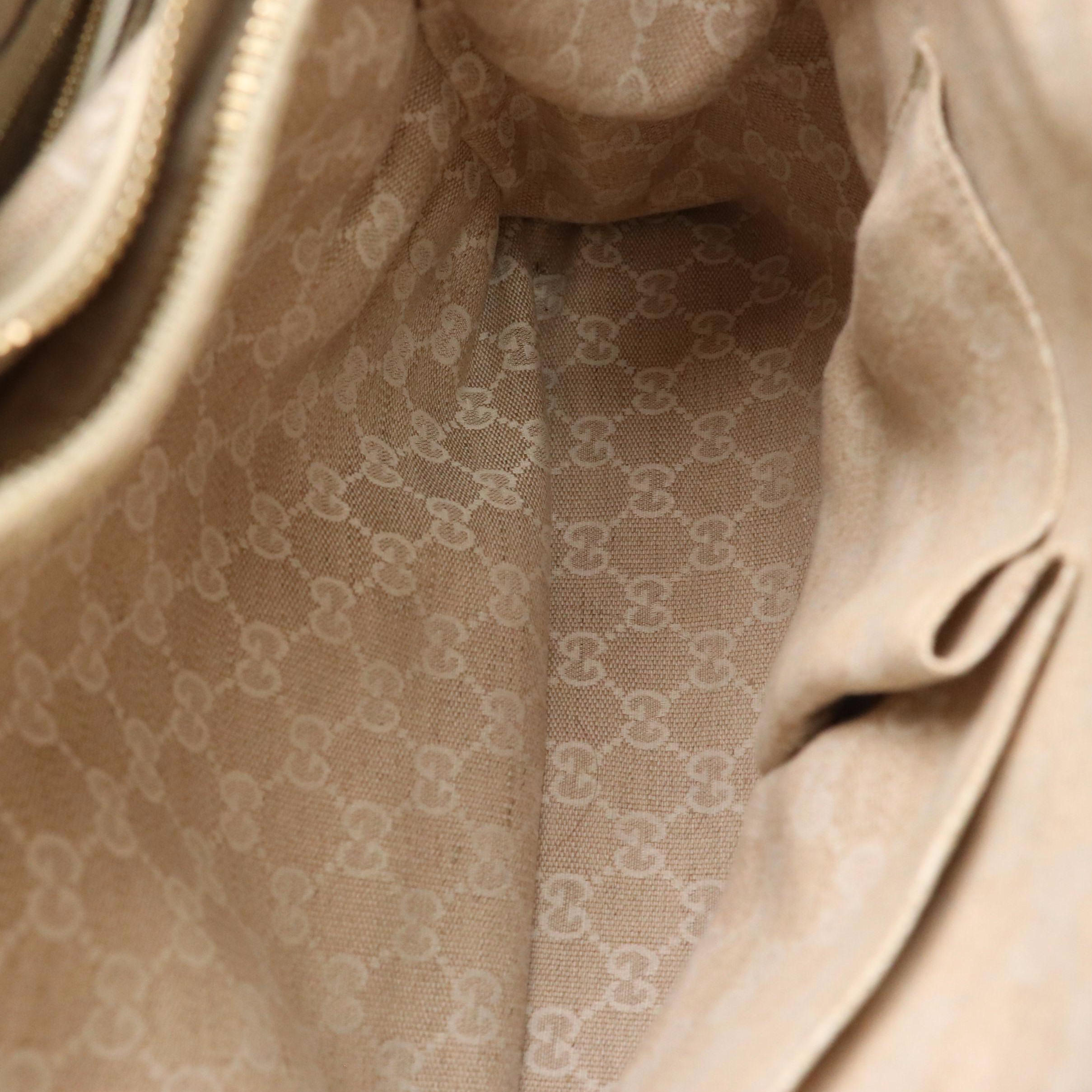 Gucci Bamboo Handle Calfskin Grain Leather Tote