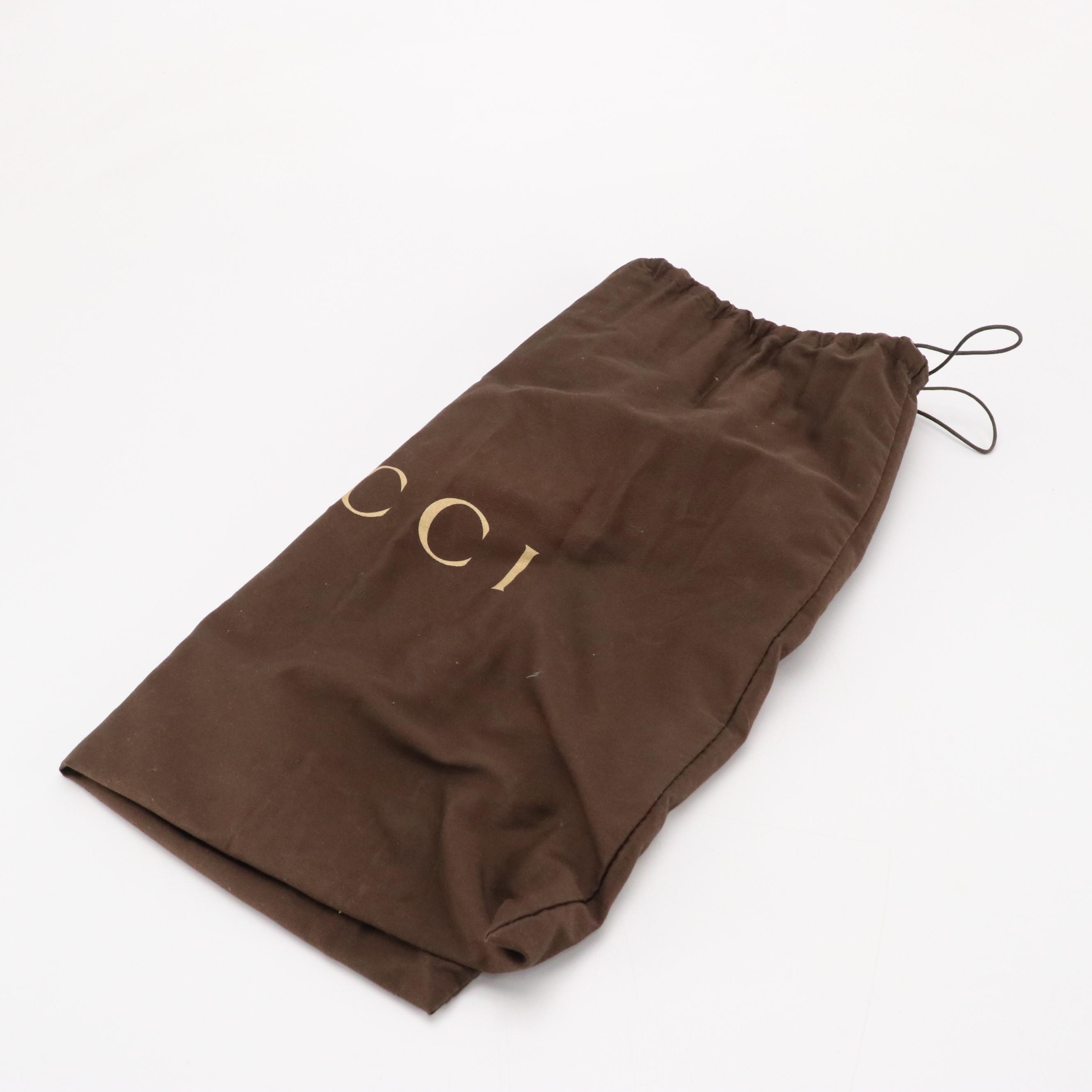 Gucci Bamboo Handle Calfskin Grain Leather Tote