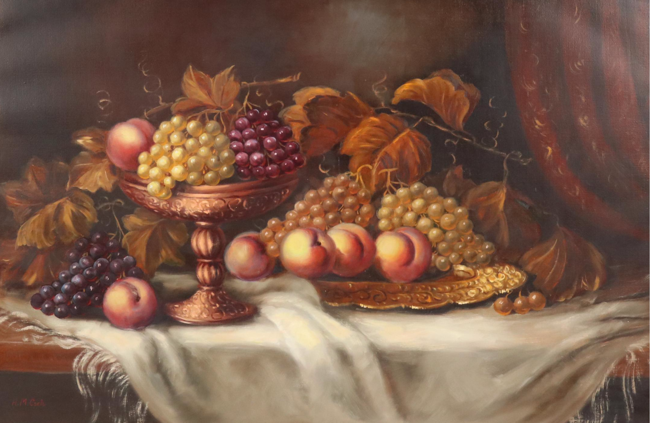 H.M. Csek Still Life Oil Painting of Autumnal Harvest
