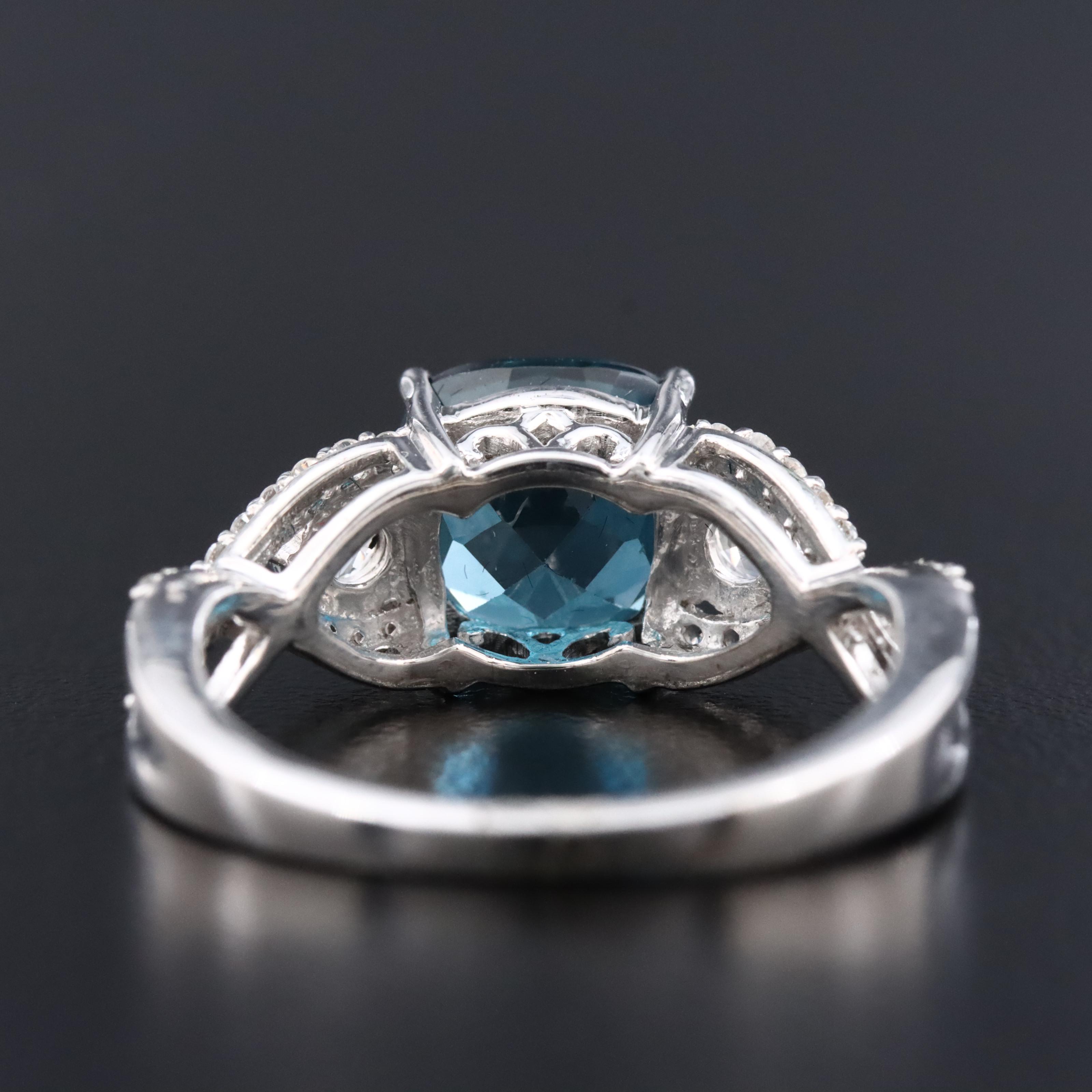 Sterling London Blue Topaz and White Sapphire Ring