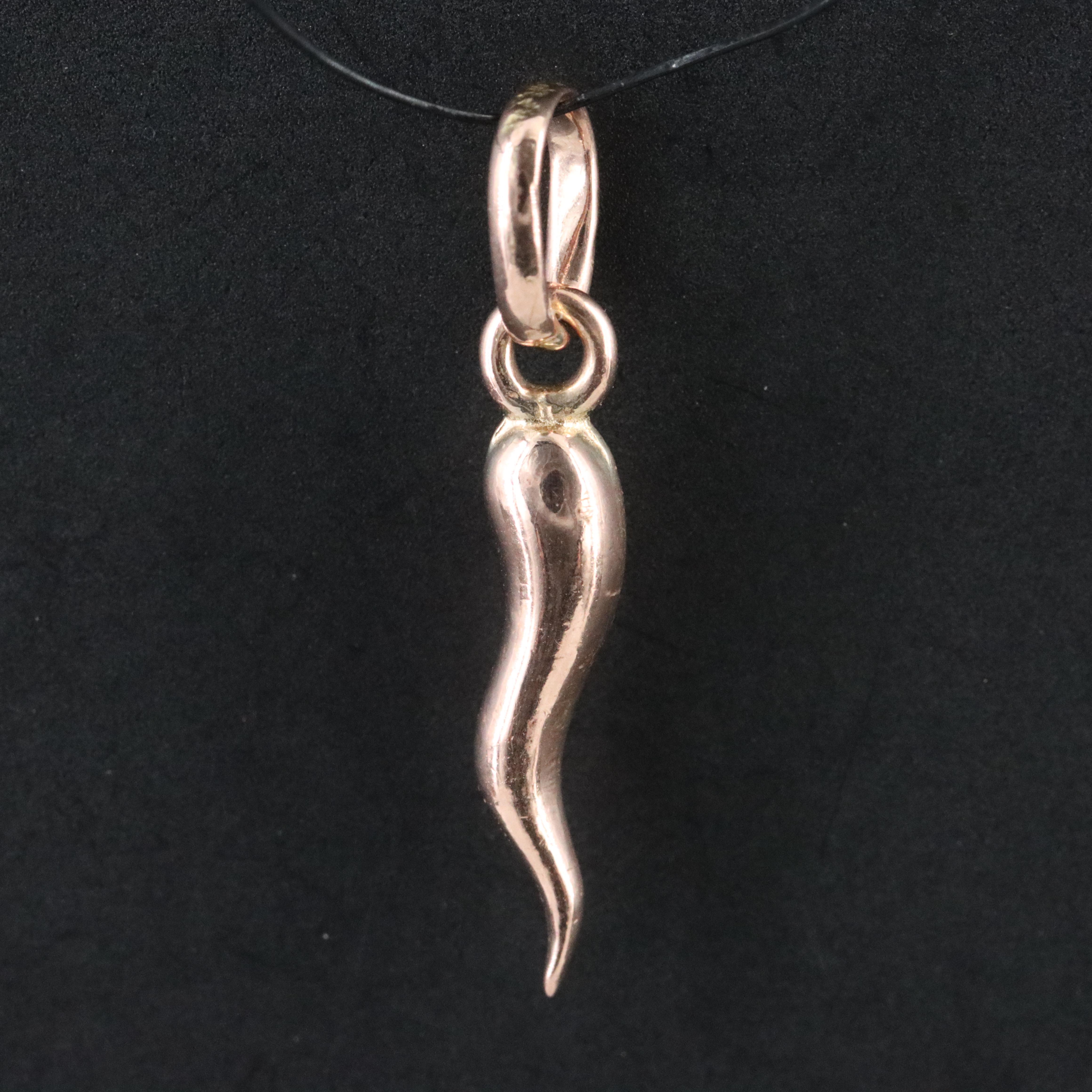 9K Rose Gold Cornicello Charm Pendant