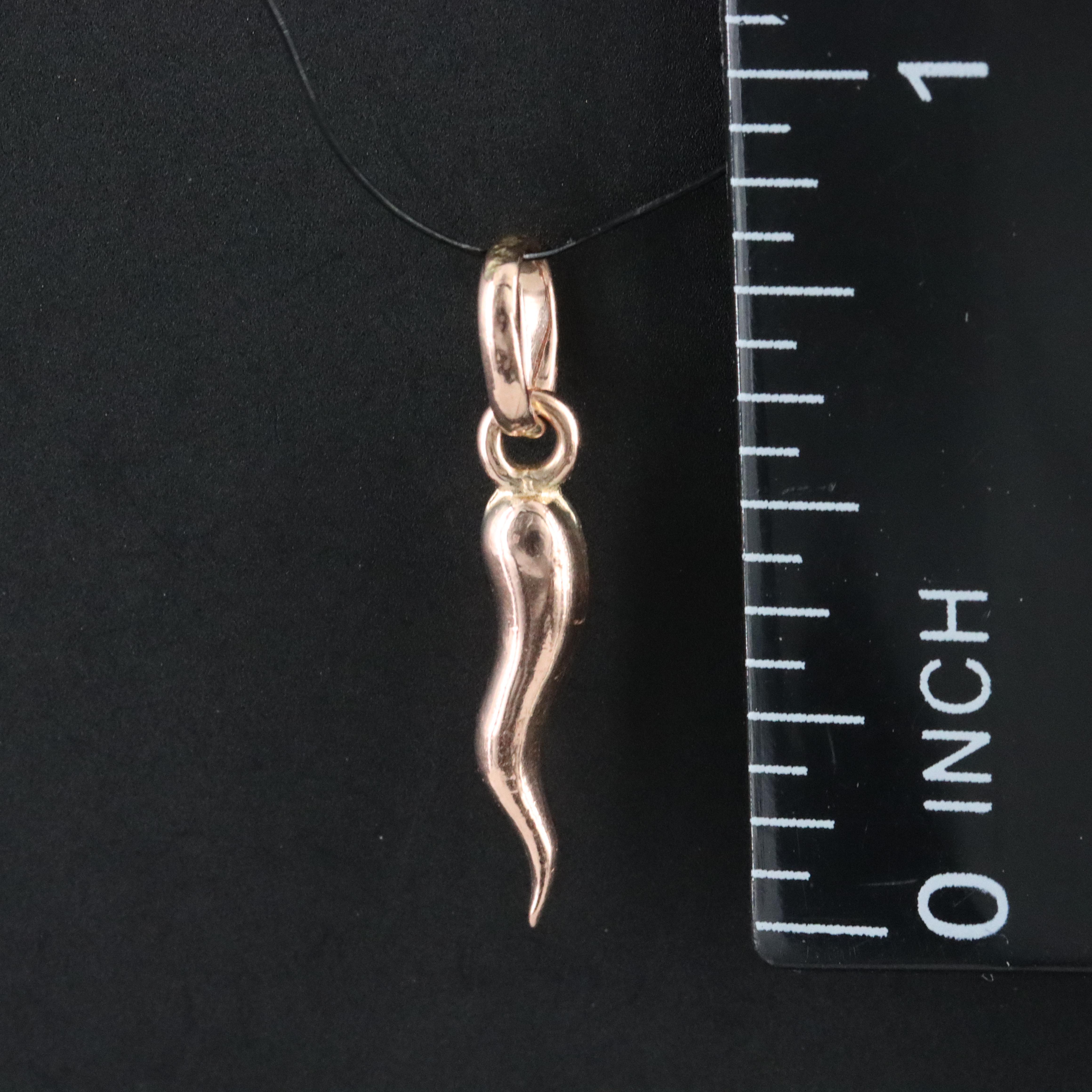 9K Rose Gold Cornicello Charm Pendant