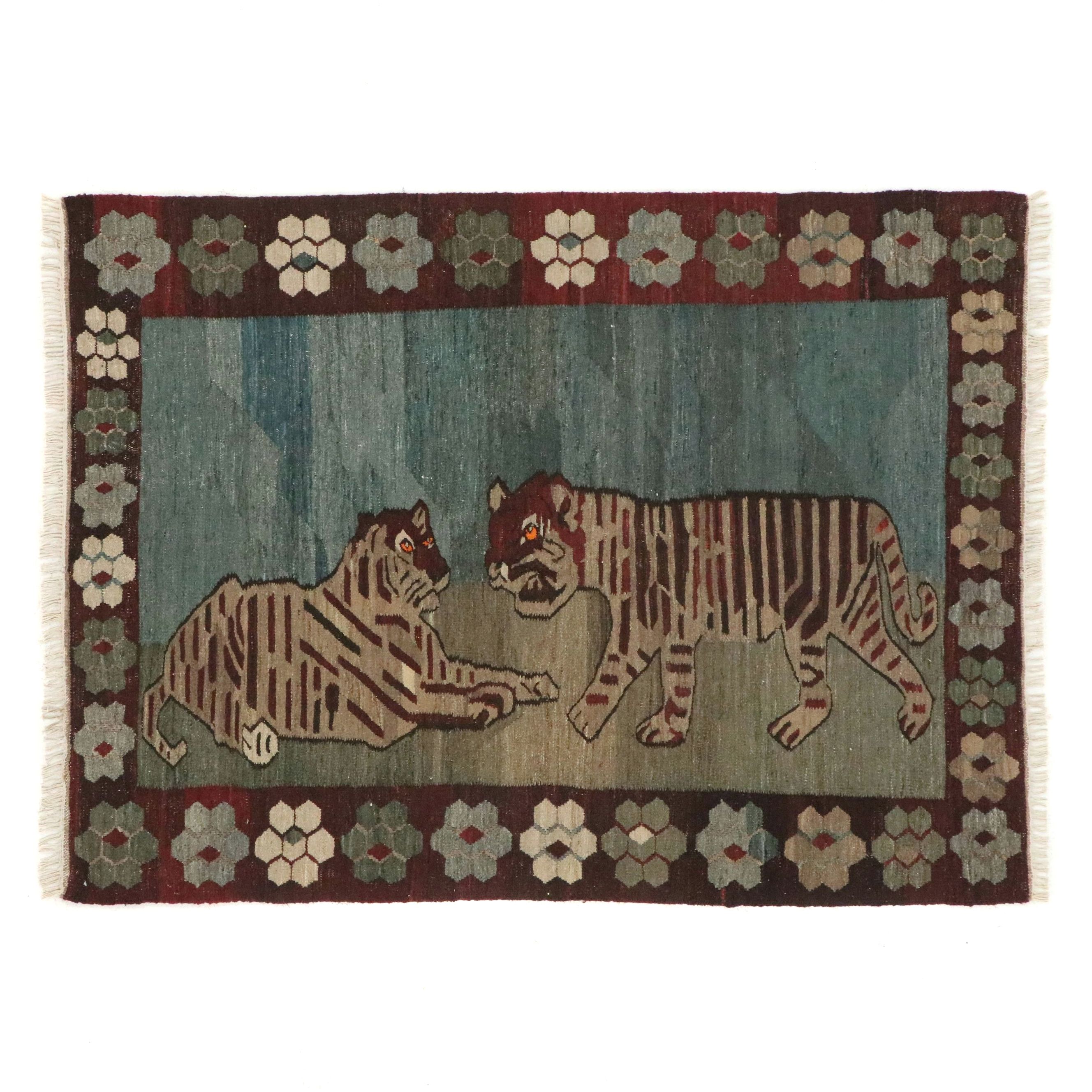 5'4 x 7'5 Handwoven Afghan Pictorial Kilim Area Rug