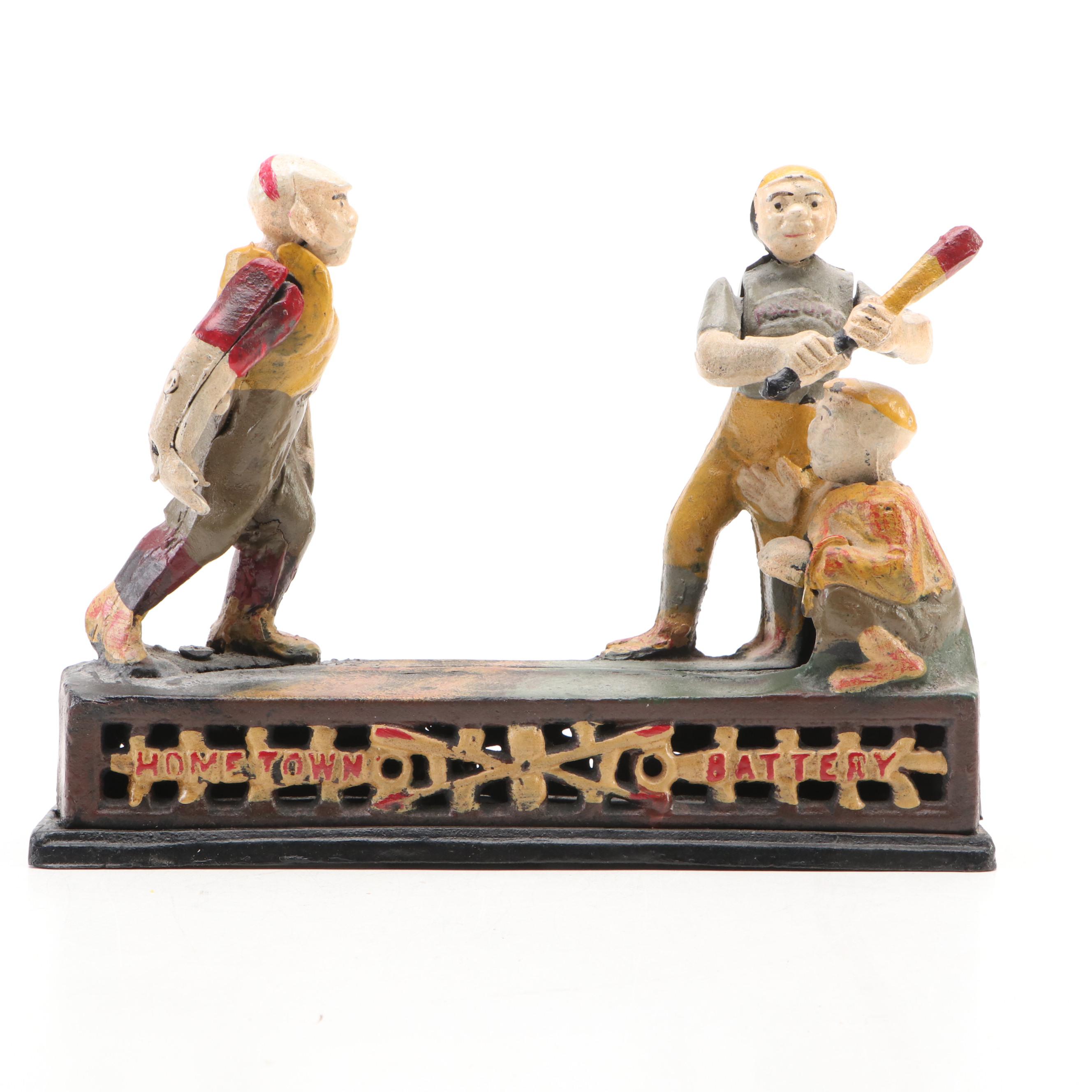 Cast Iron "Home Town Battery" Reproduction Mechanical Bank