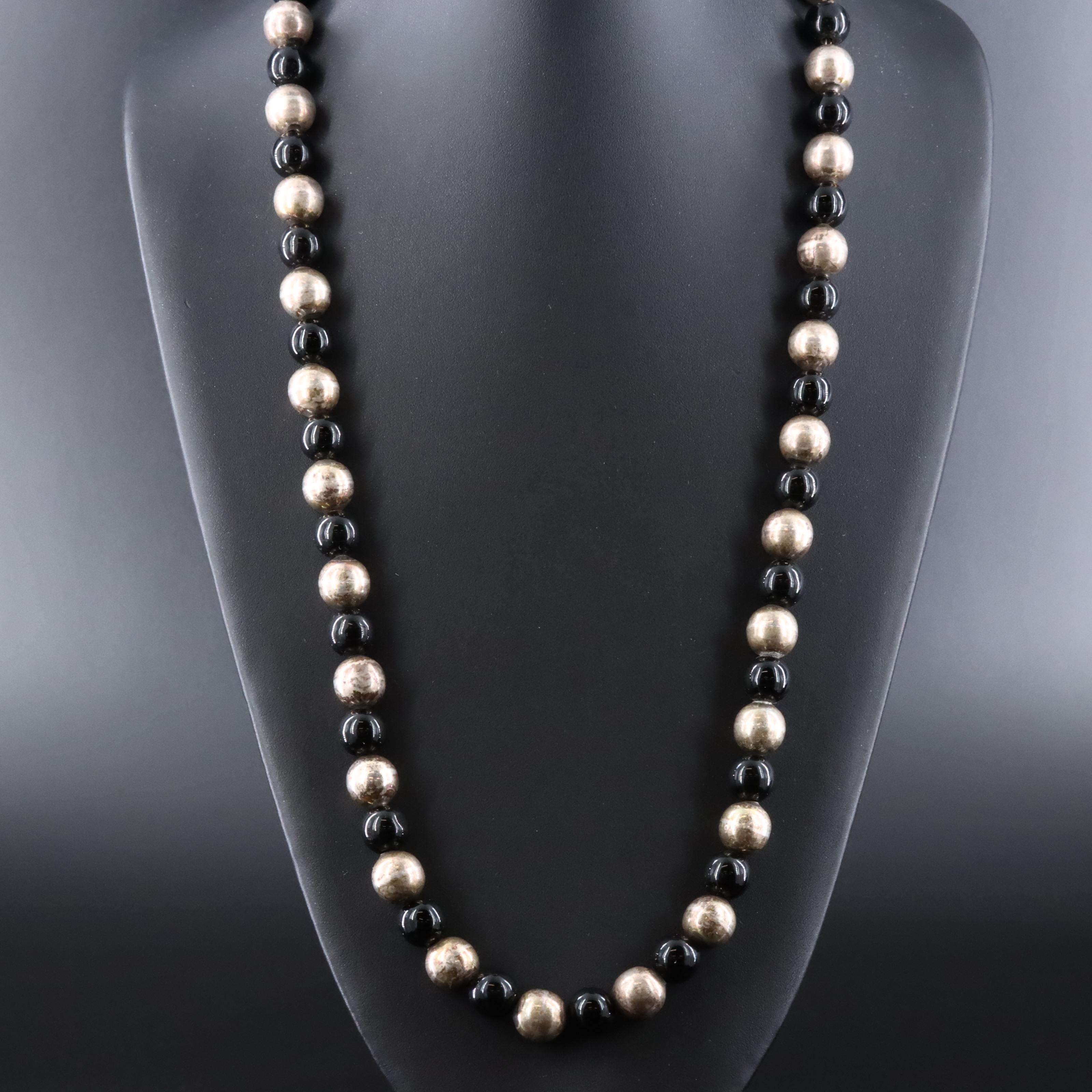 Mexican Sterling Glass Bead Necklace