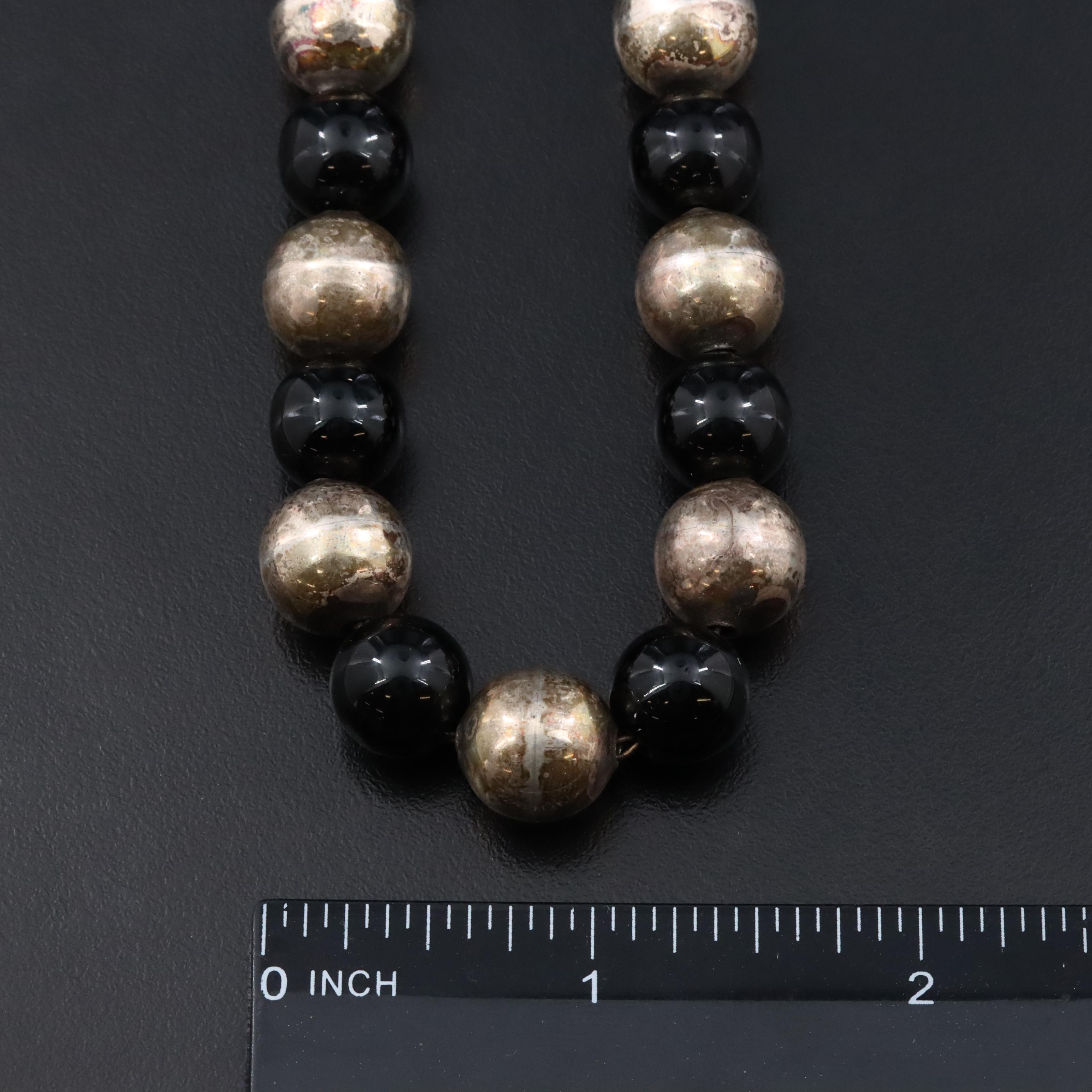 Mexican Sterling Glass Bead Necklace