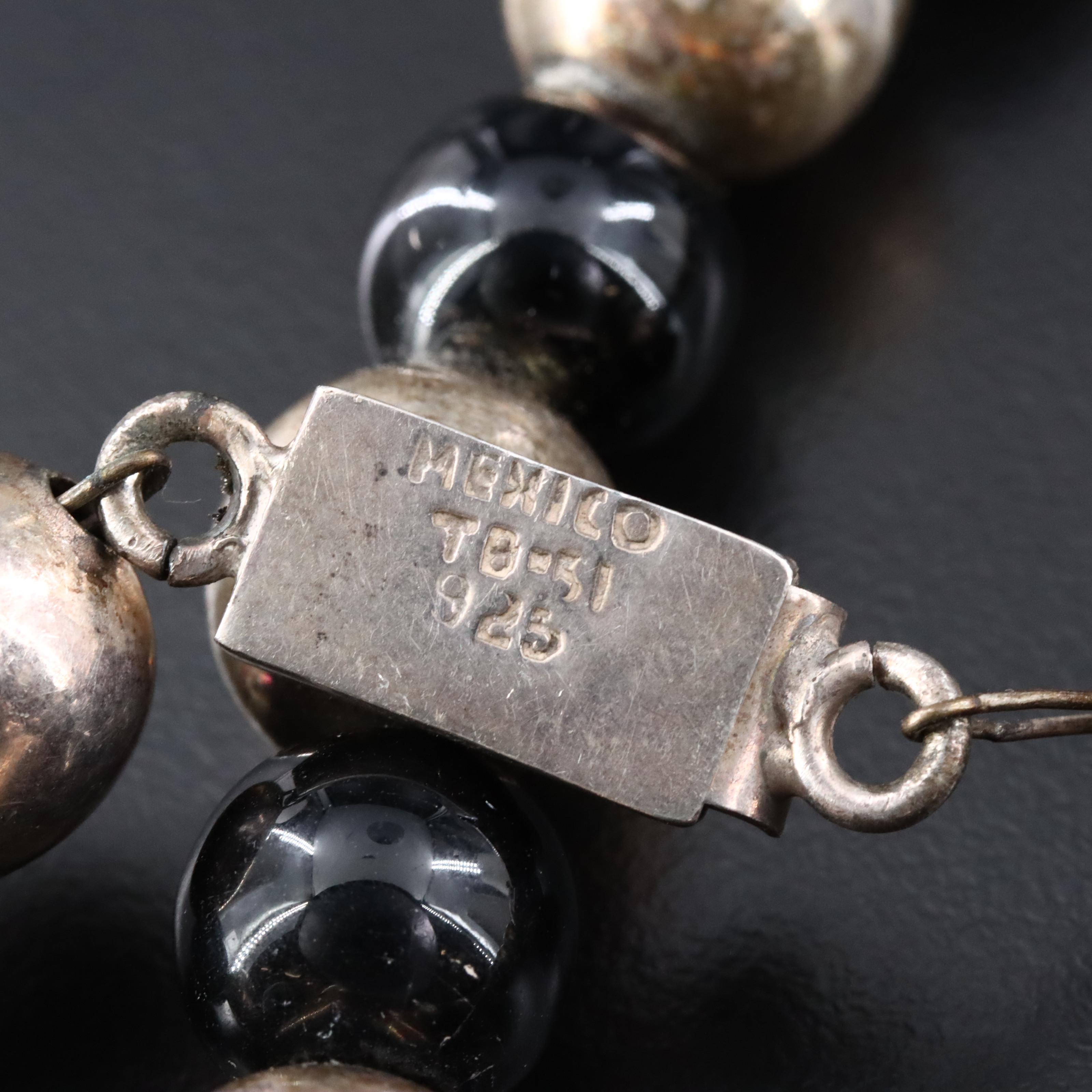 Mexican Sterling Glass Bead Necklace