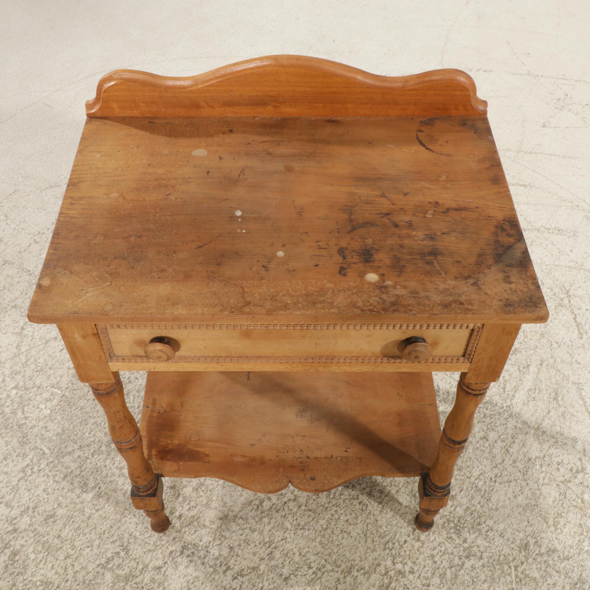 American Primitive Walnut Washstand, Early  20th Century