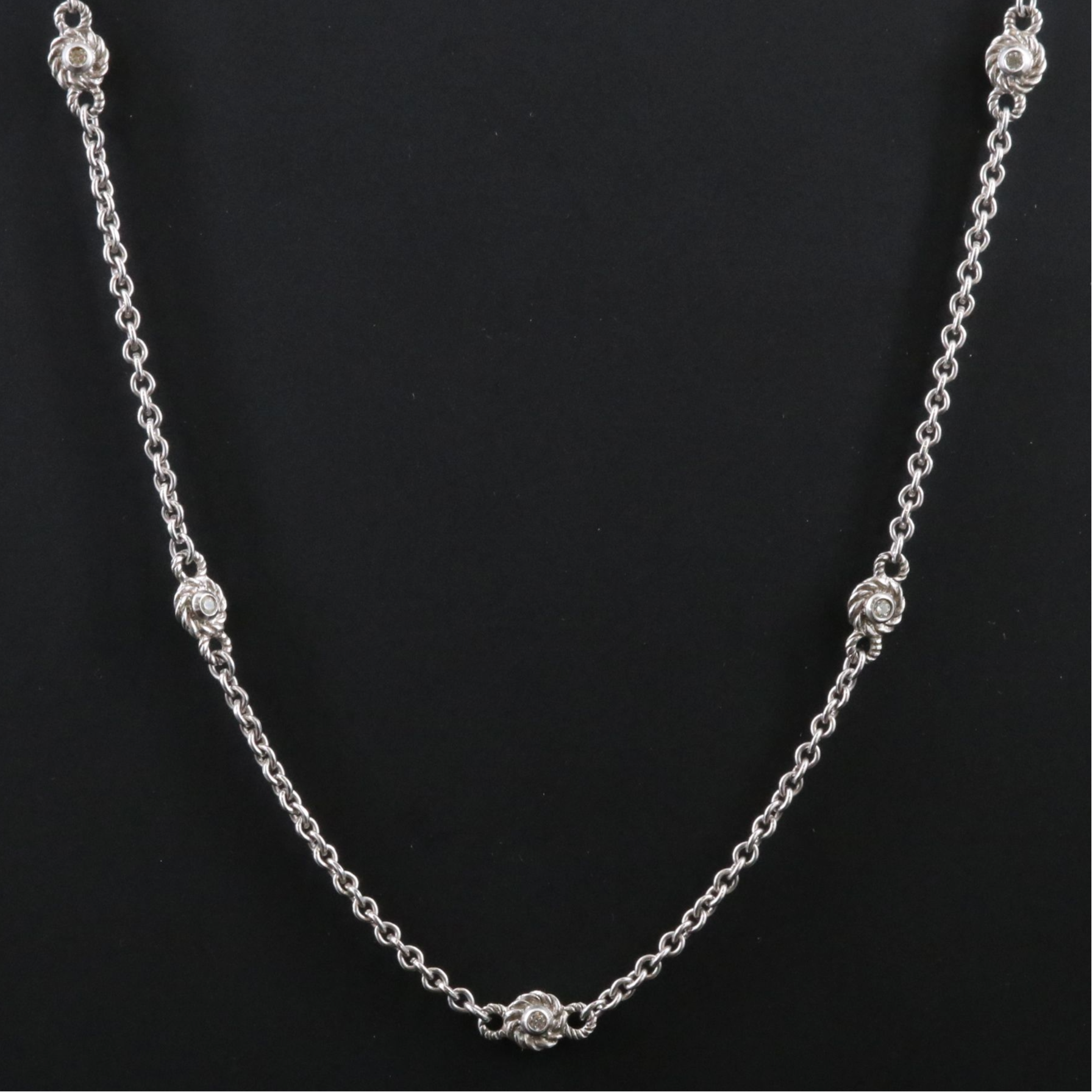 Judith Ripka Sterling CZ Station Necklace