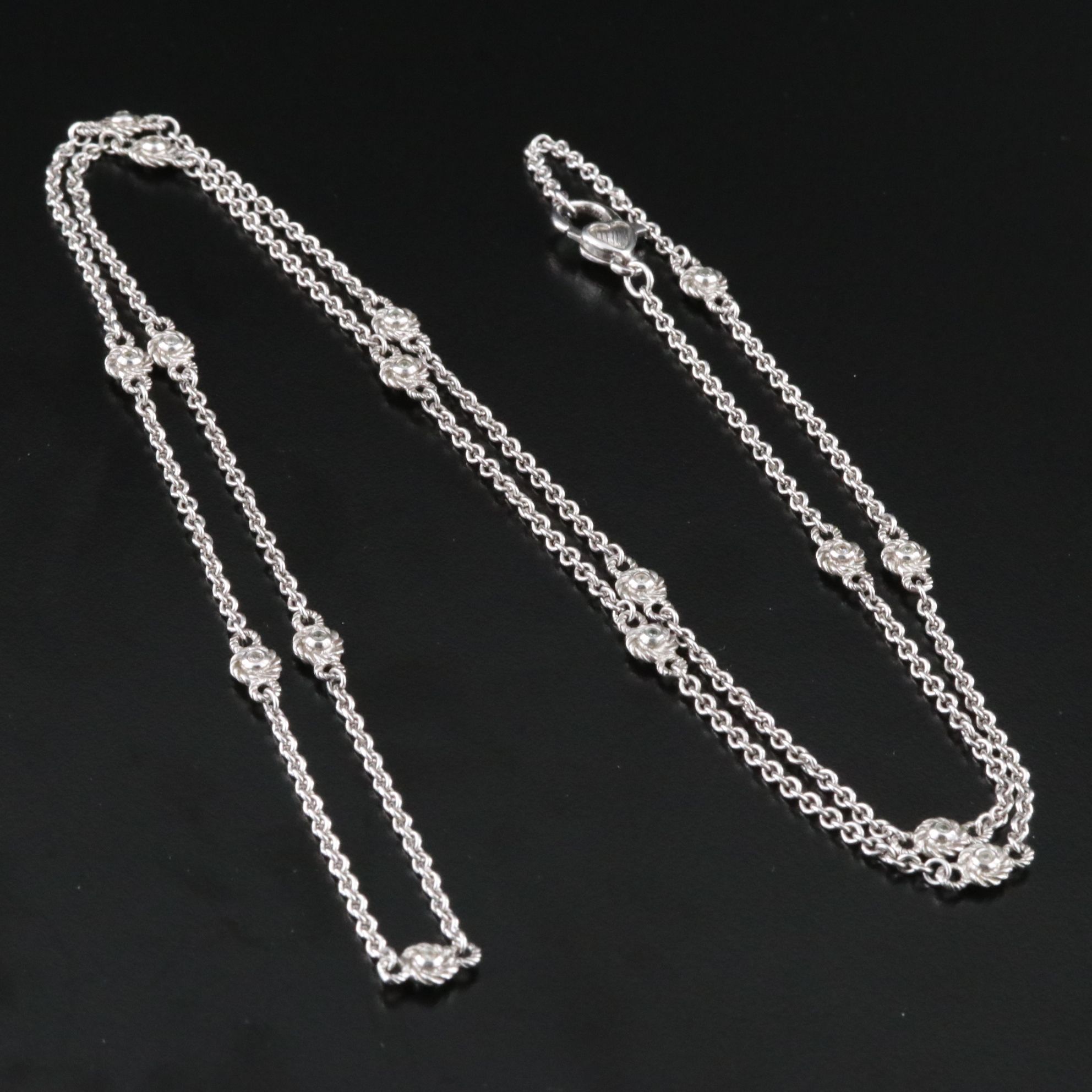 Judith Ripka Sterling CZ Station Necklace