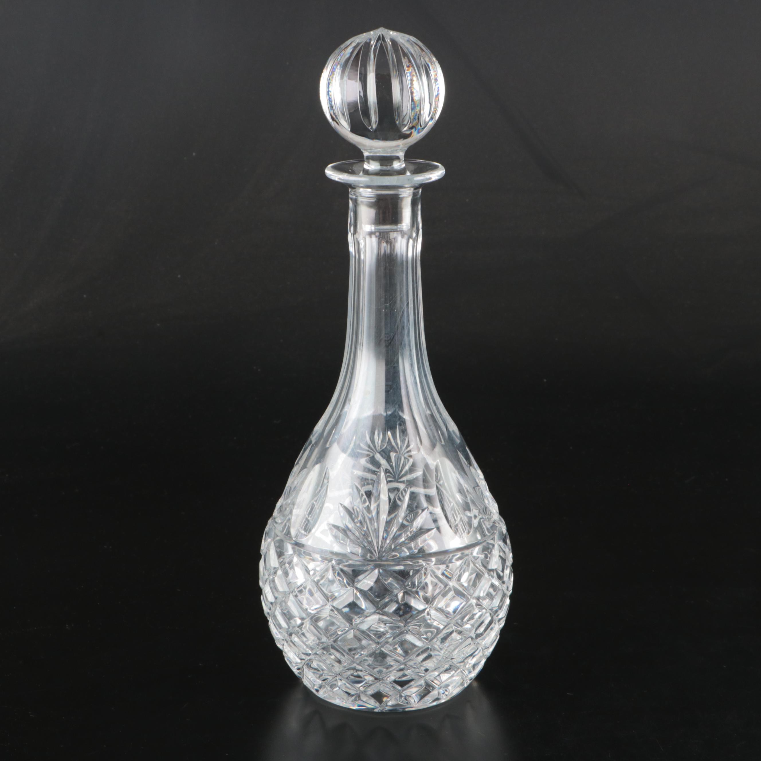 Edwardian Style Crystal Decanter with Cordial Glasses, Mid to Late 20th Century