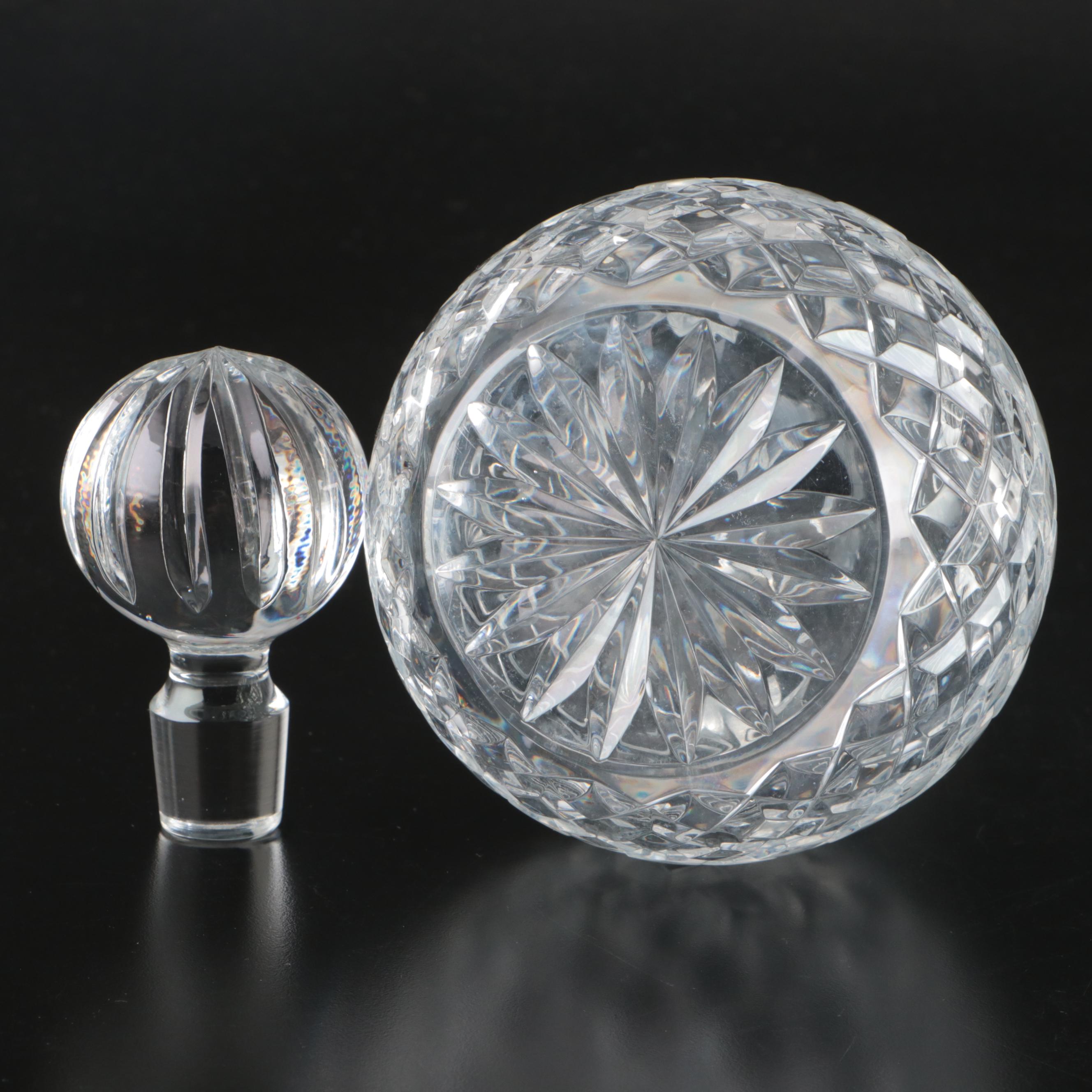 Edwardian Style Crystal Decanter with Cordial Glasses, Mid to Late 20th Century