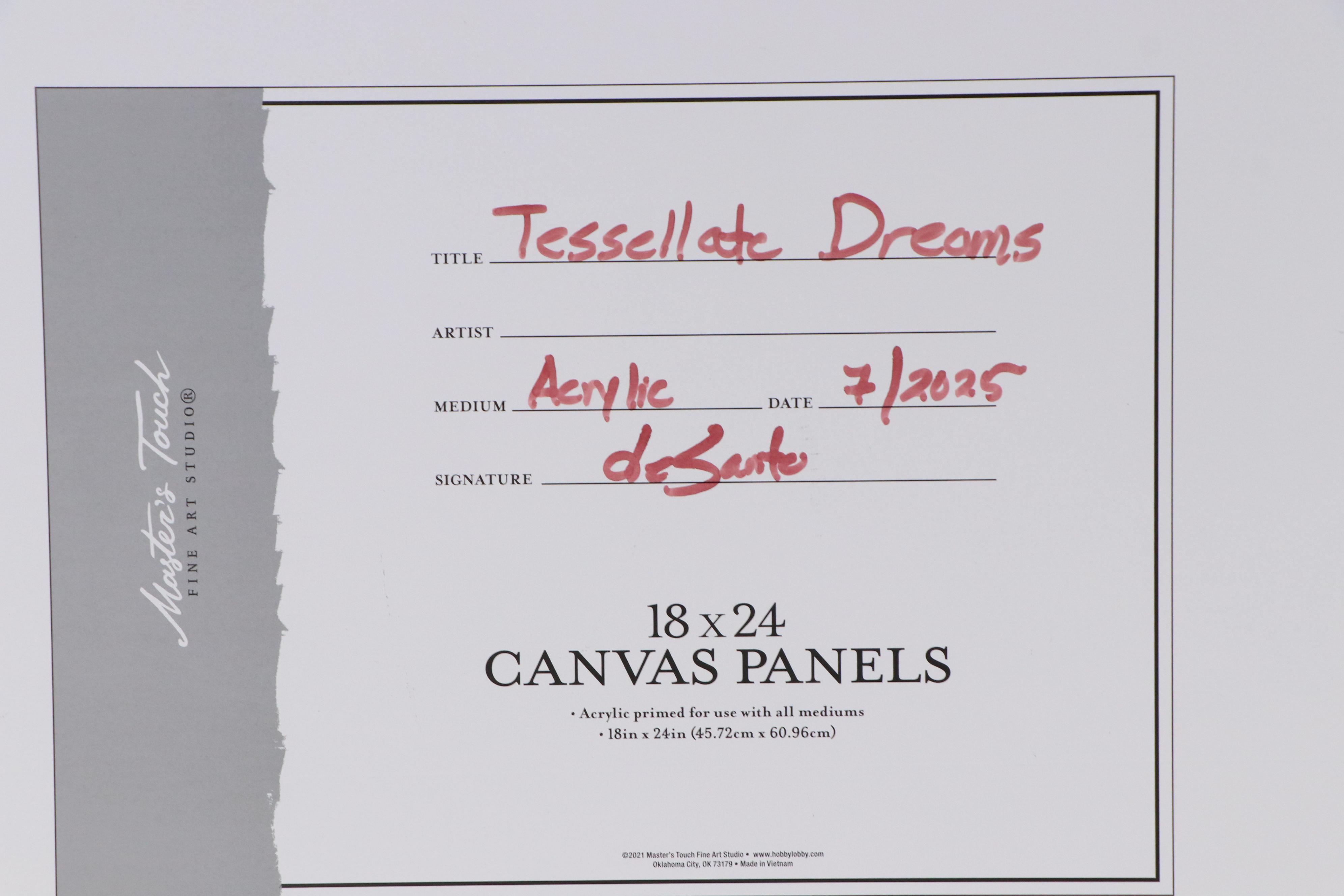 deSanto Stylized Geometric Acrylic Painting "Tessellate Dreams," 2025