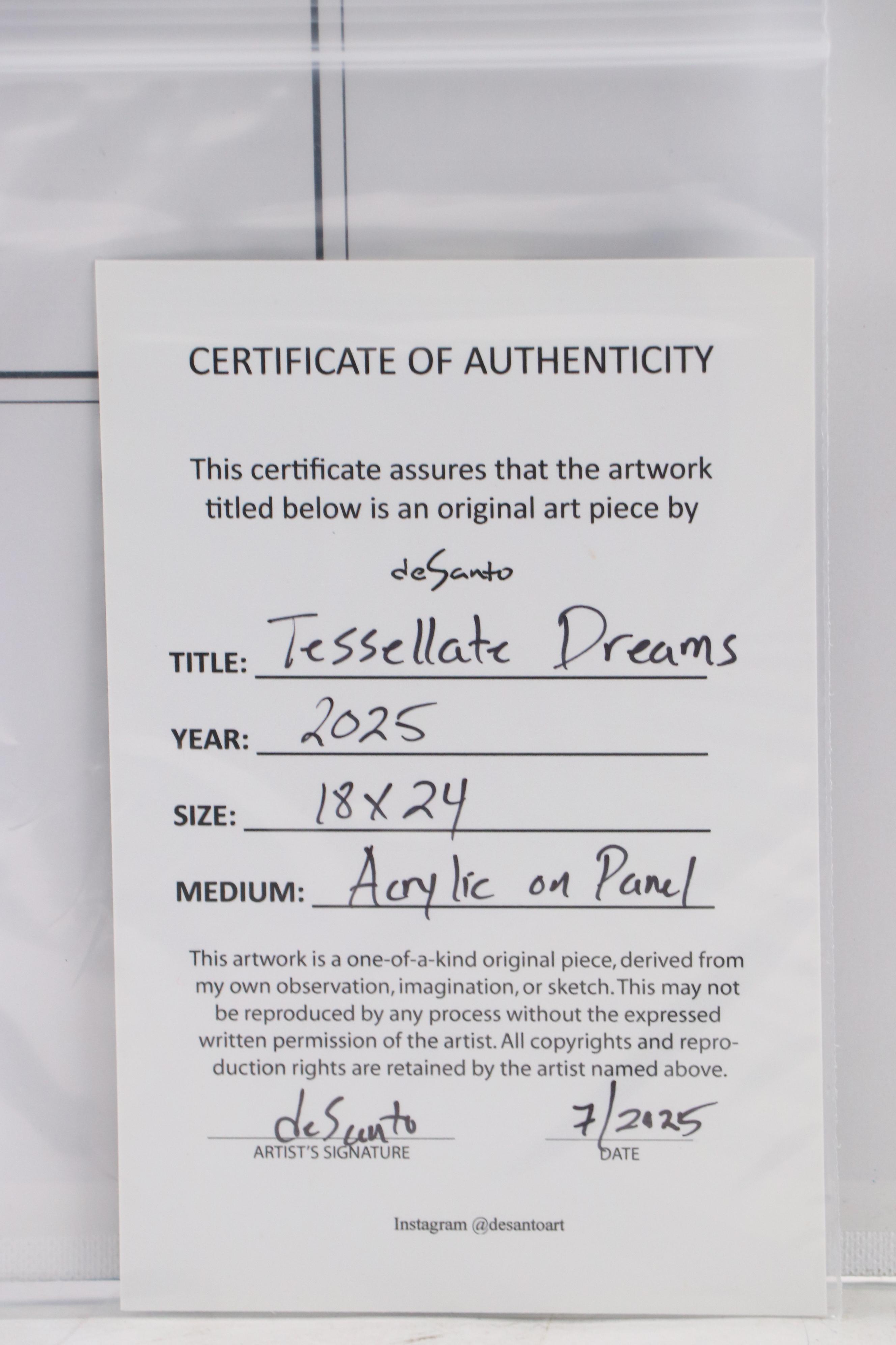 deSanto Stylized Geometric Acrylic Painting "Tessellate Dreams," 2025