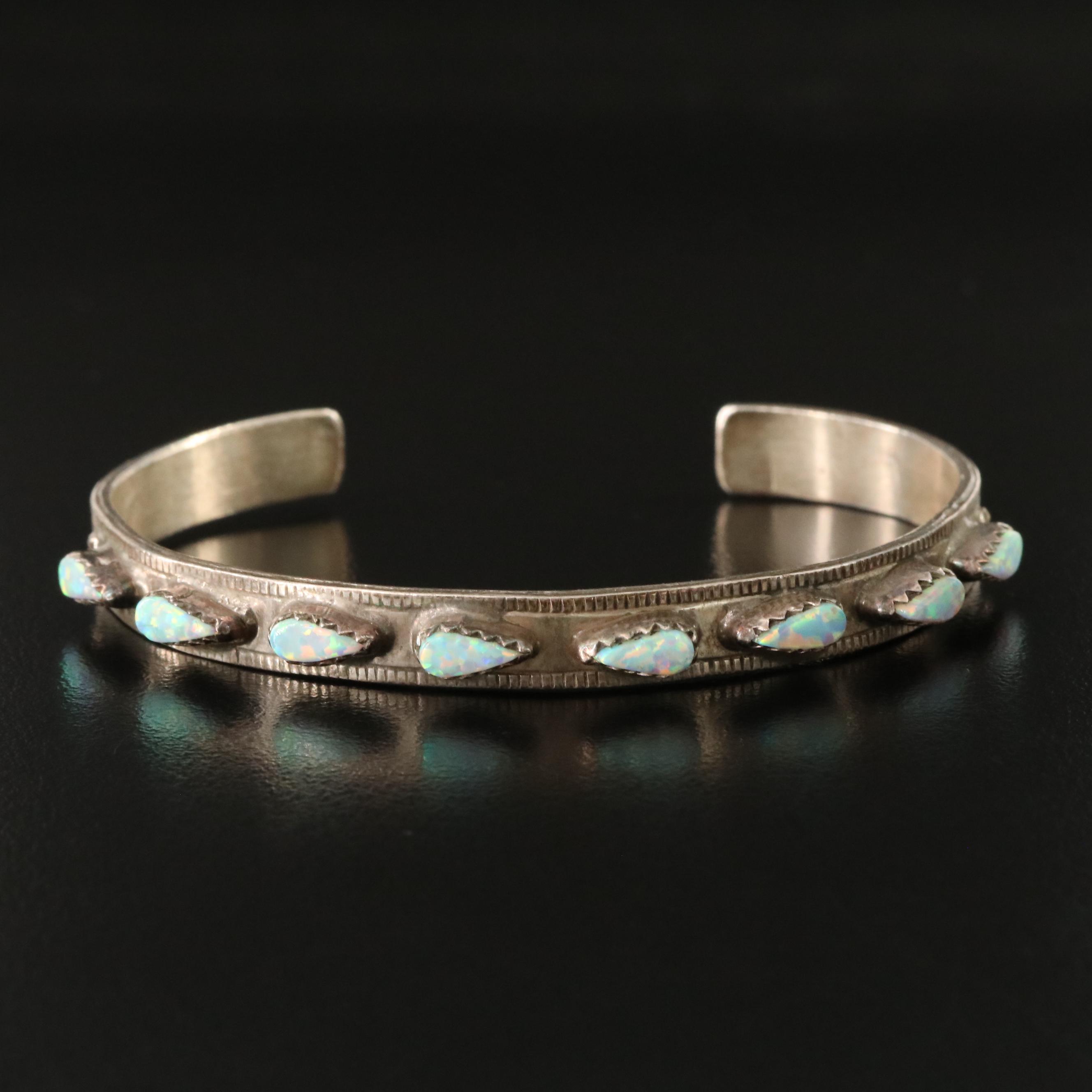 Sterling Opal Cuff Bracelet
