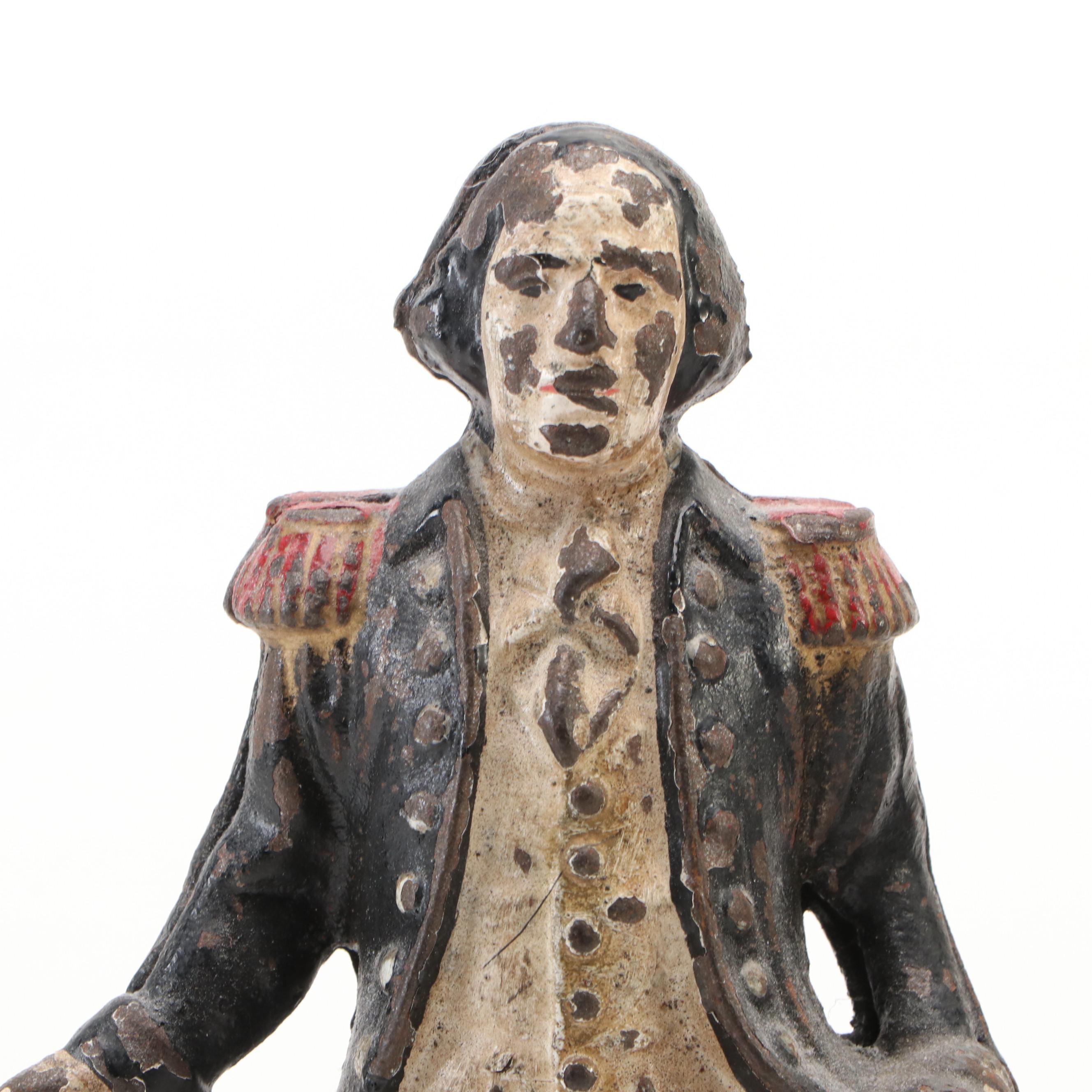 Cast Iron George Washington, Sailor and Other Coin Bank, Early 20th Century