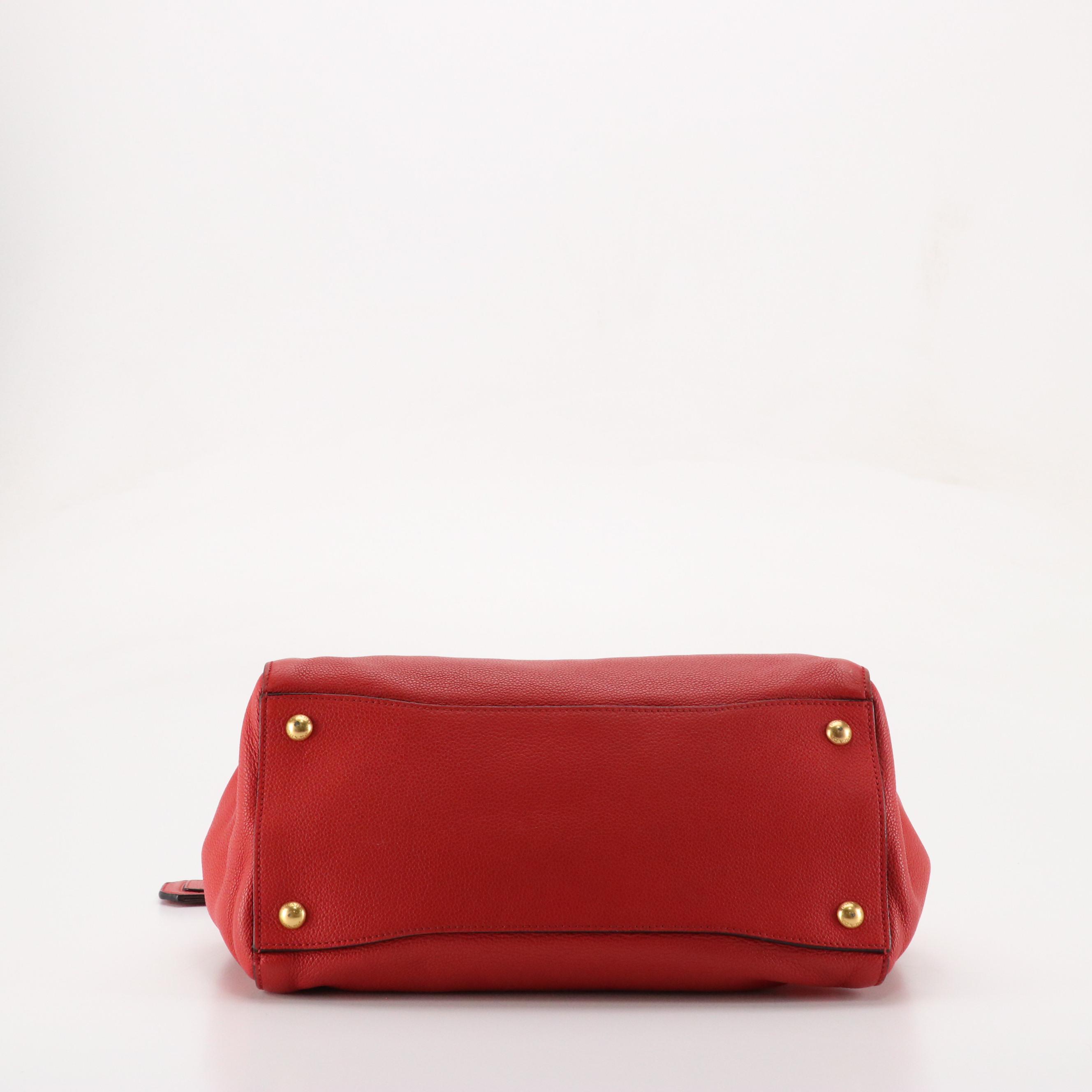 Prada Two-Way Shoulder Tote in Red Vitello Daino Leather