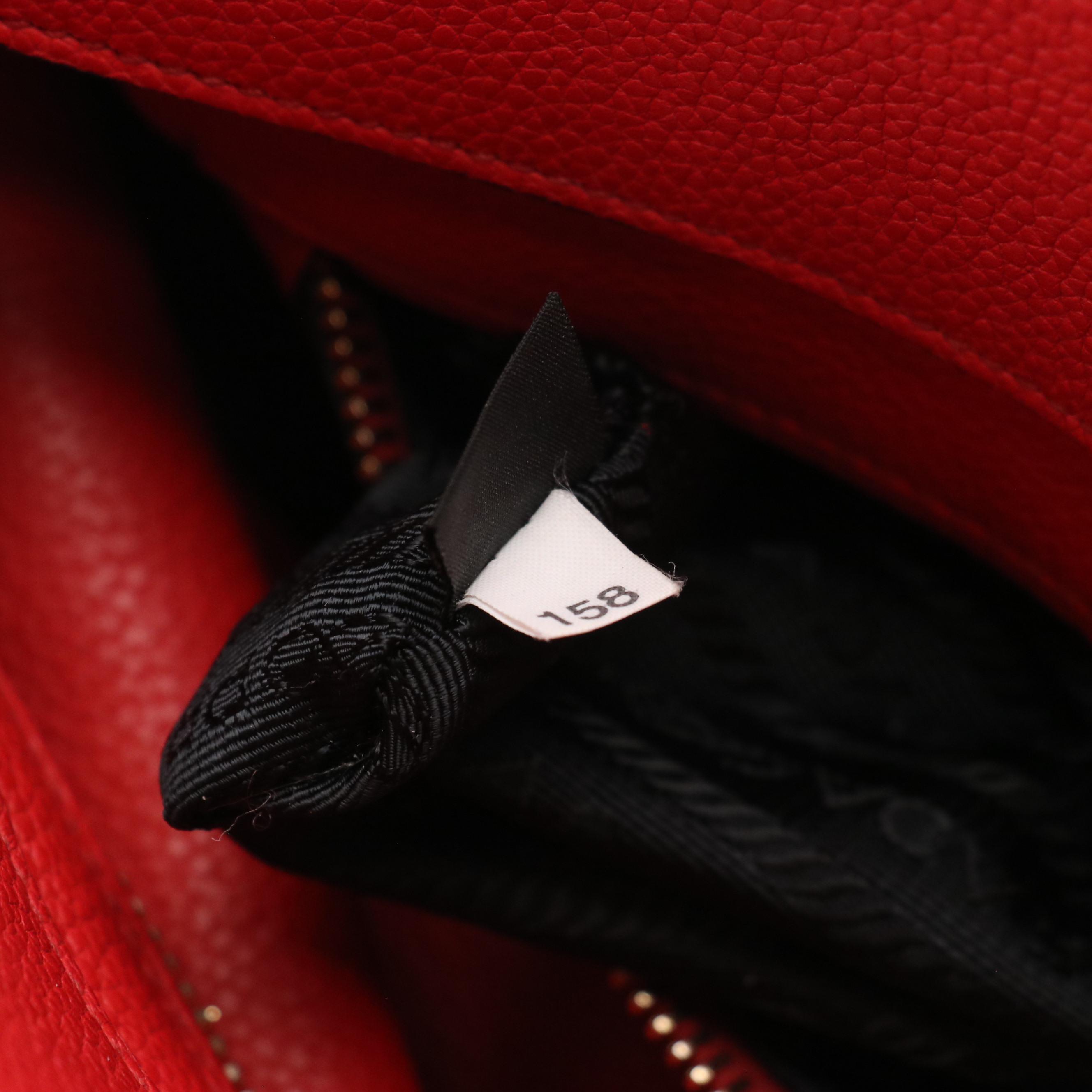 Prada Two-Way Shoulder Tote in Red Vitello Daino Leather