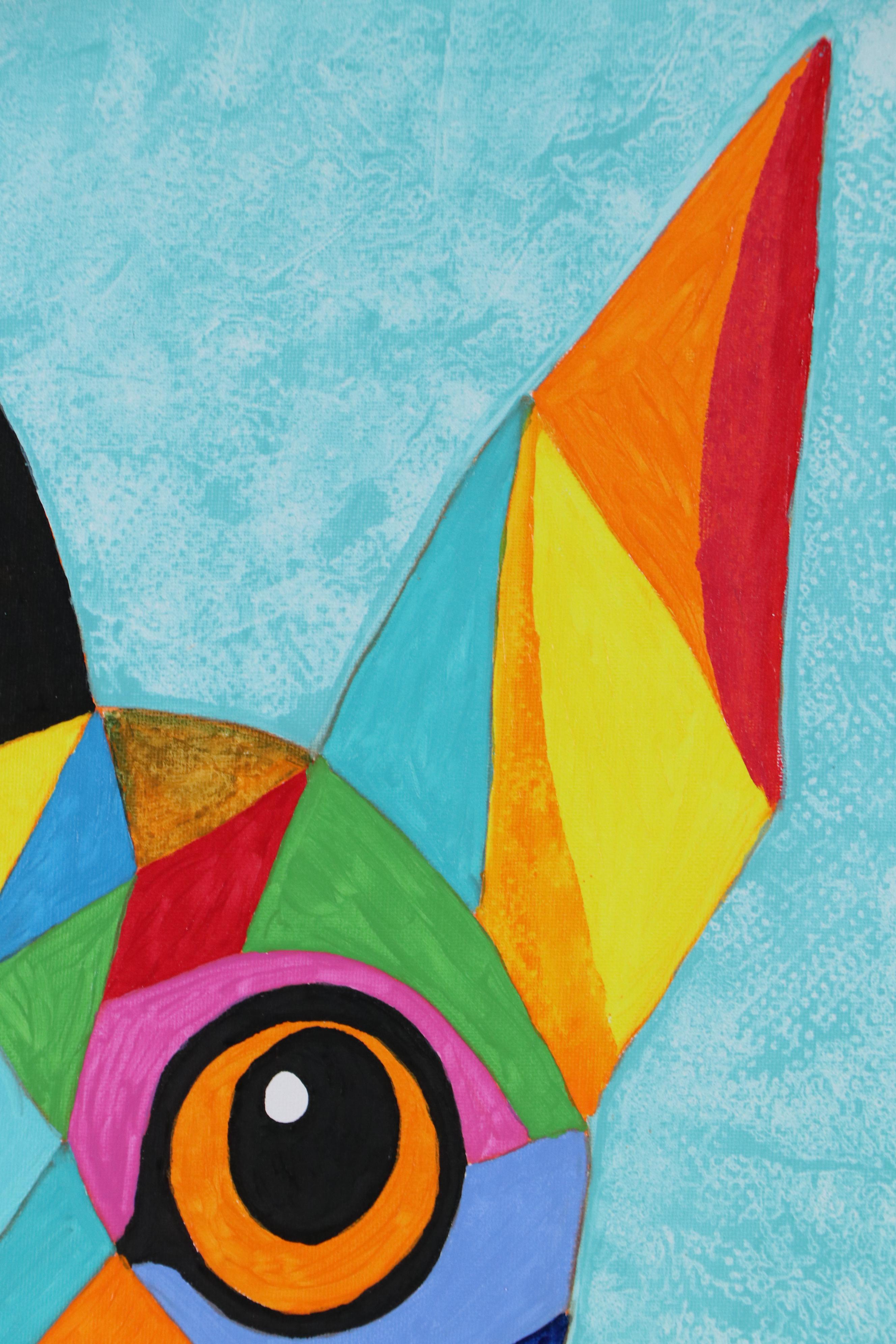 deSanto Stylized Acrylic Painting of a Cat "Kaleidokat," 2025